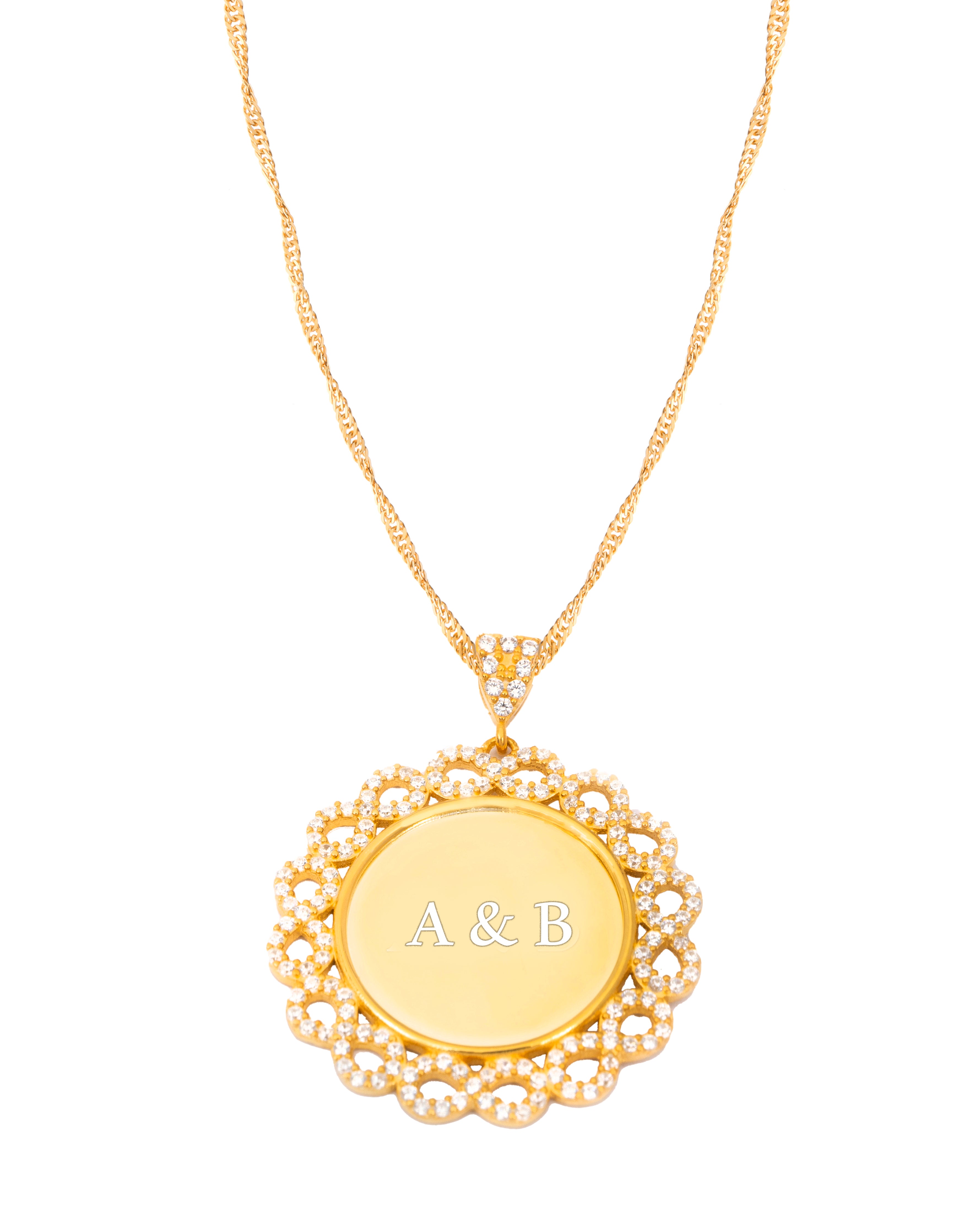 925 Silver Personalized Custom Round Coin Name Necklace - Leona Jewelry