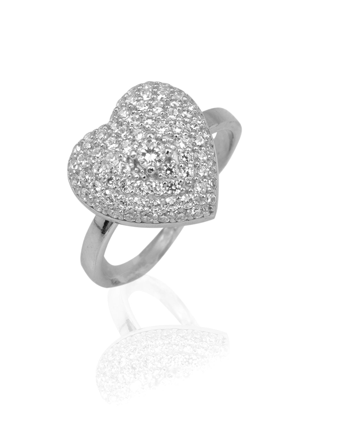 925 Silver Love Heart Ring (Silver) - Leona Jewelry