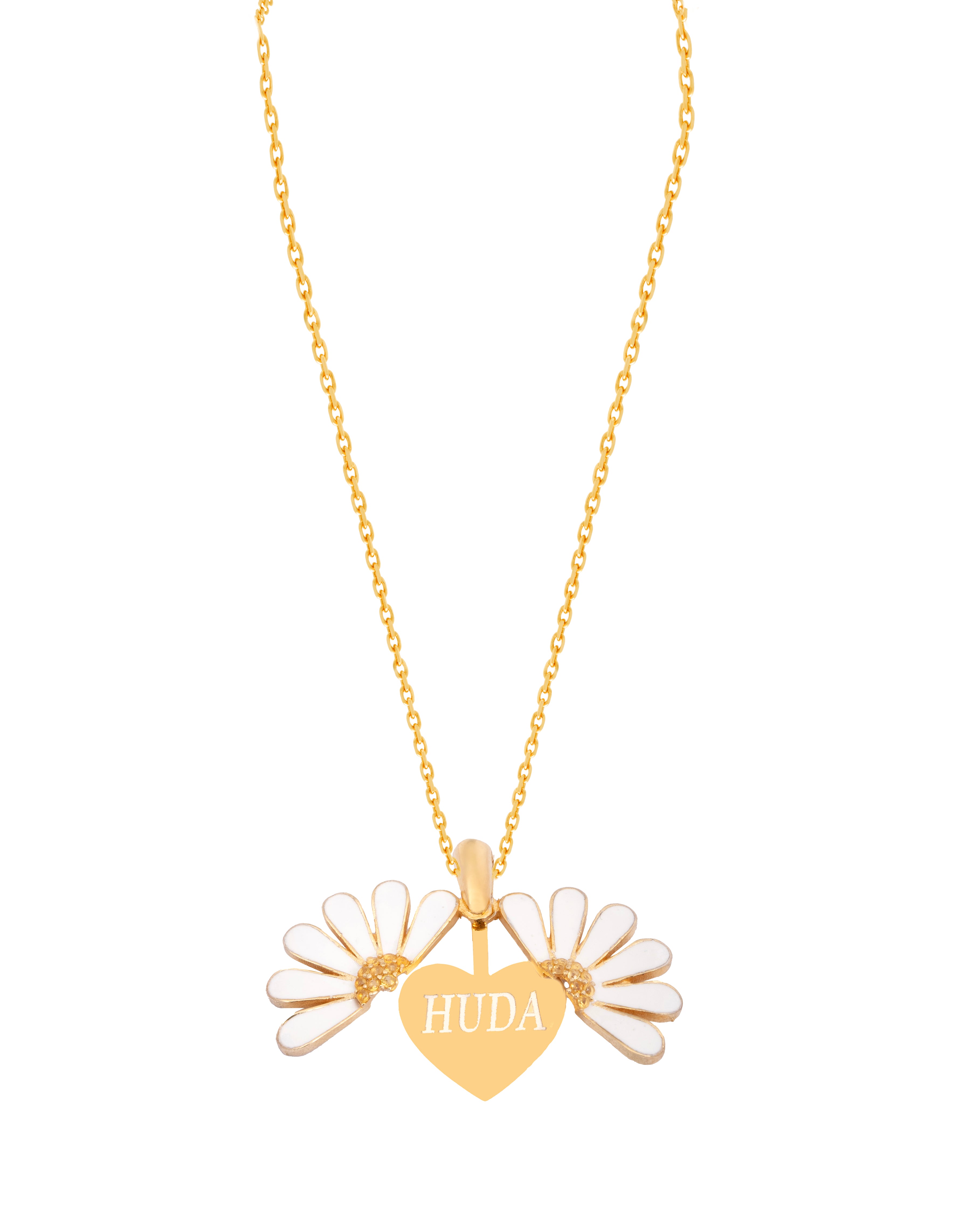 925 Silver Personalized Custom White Flower Name Necklace - Leona Jewelry