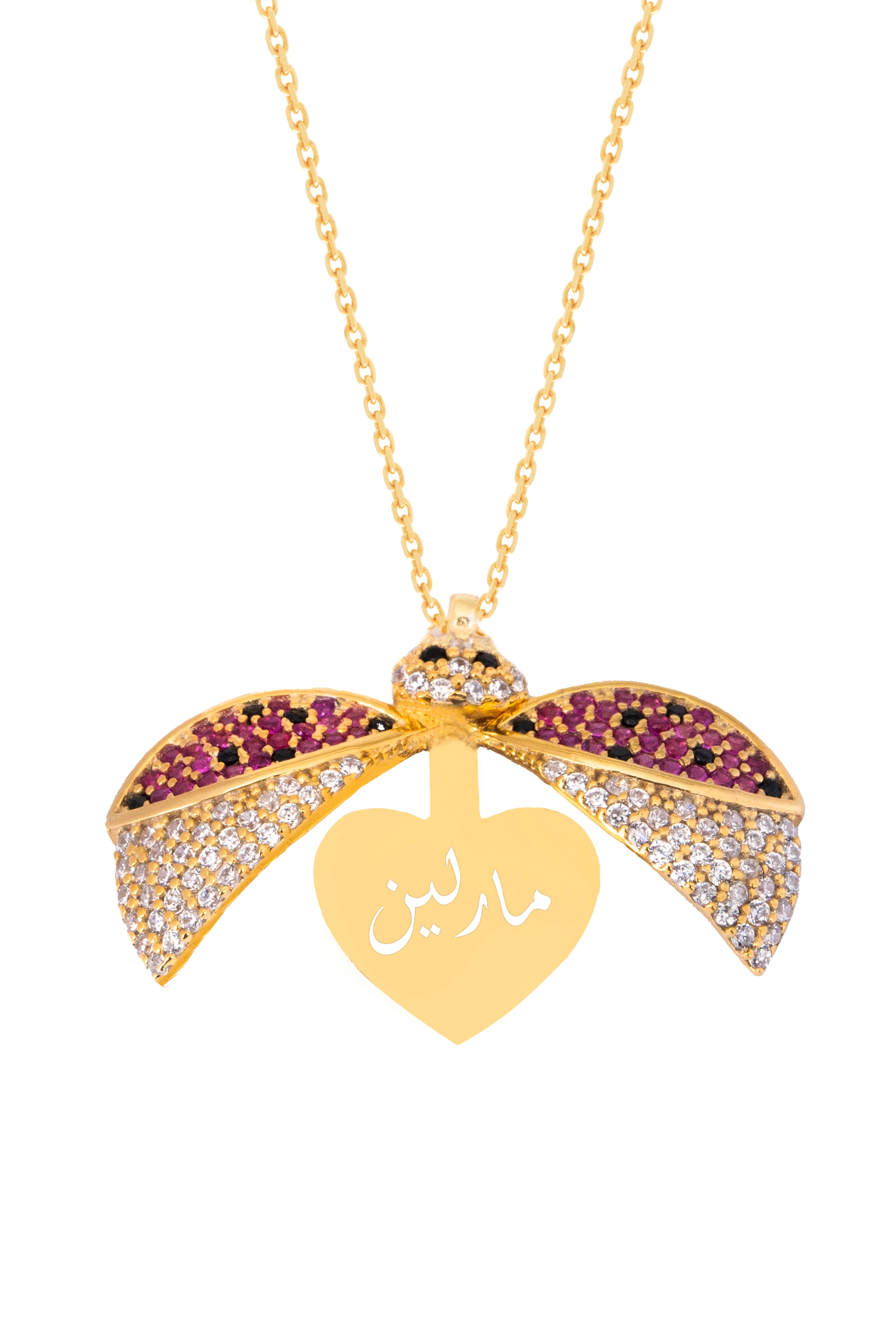 925 Silver Personalized Custom Ladybug Name Necklace - Leona Jewelry