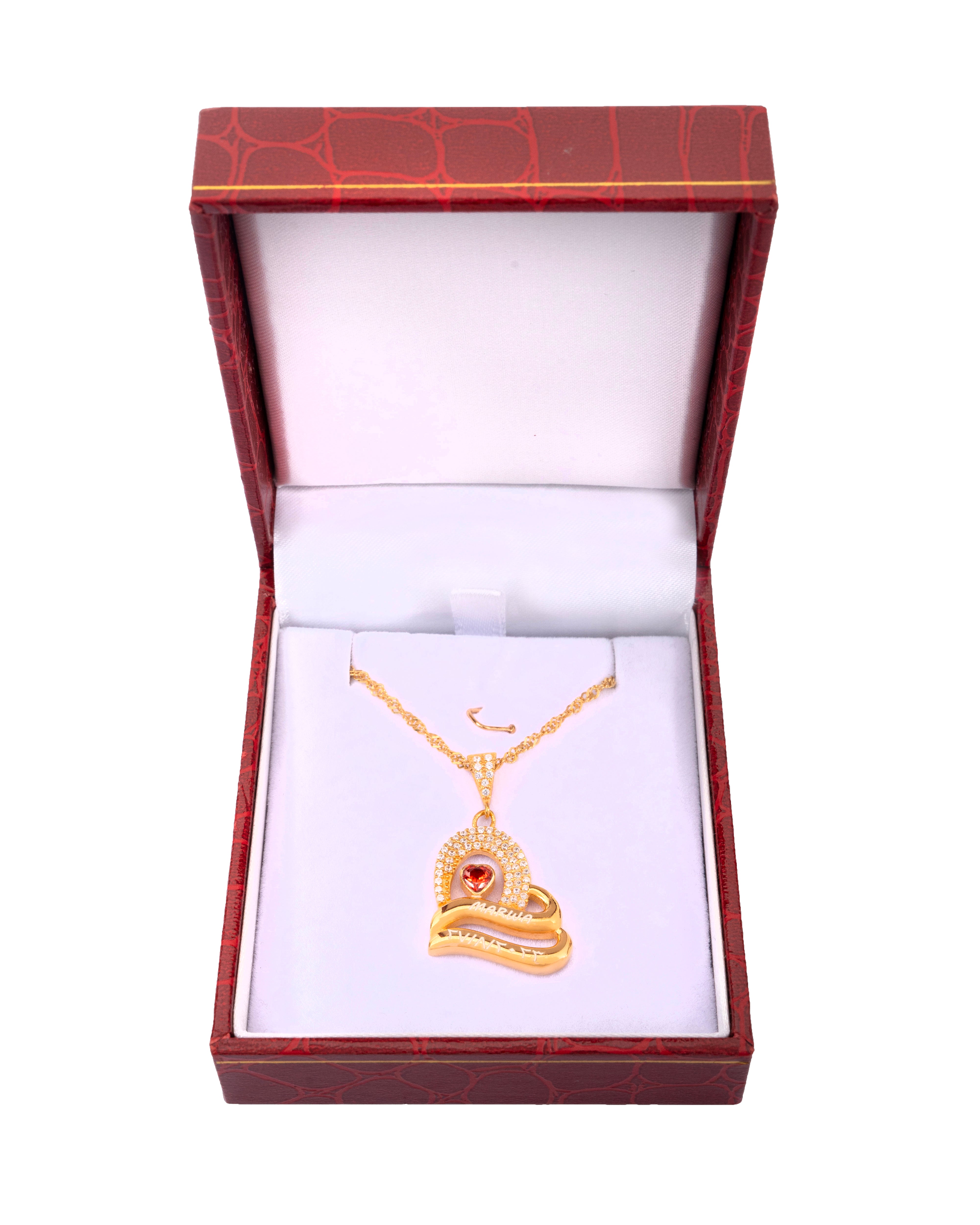 925 Silver Personalized Custom Double Heart Couple Name Necklace - Leona Jewelry