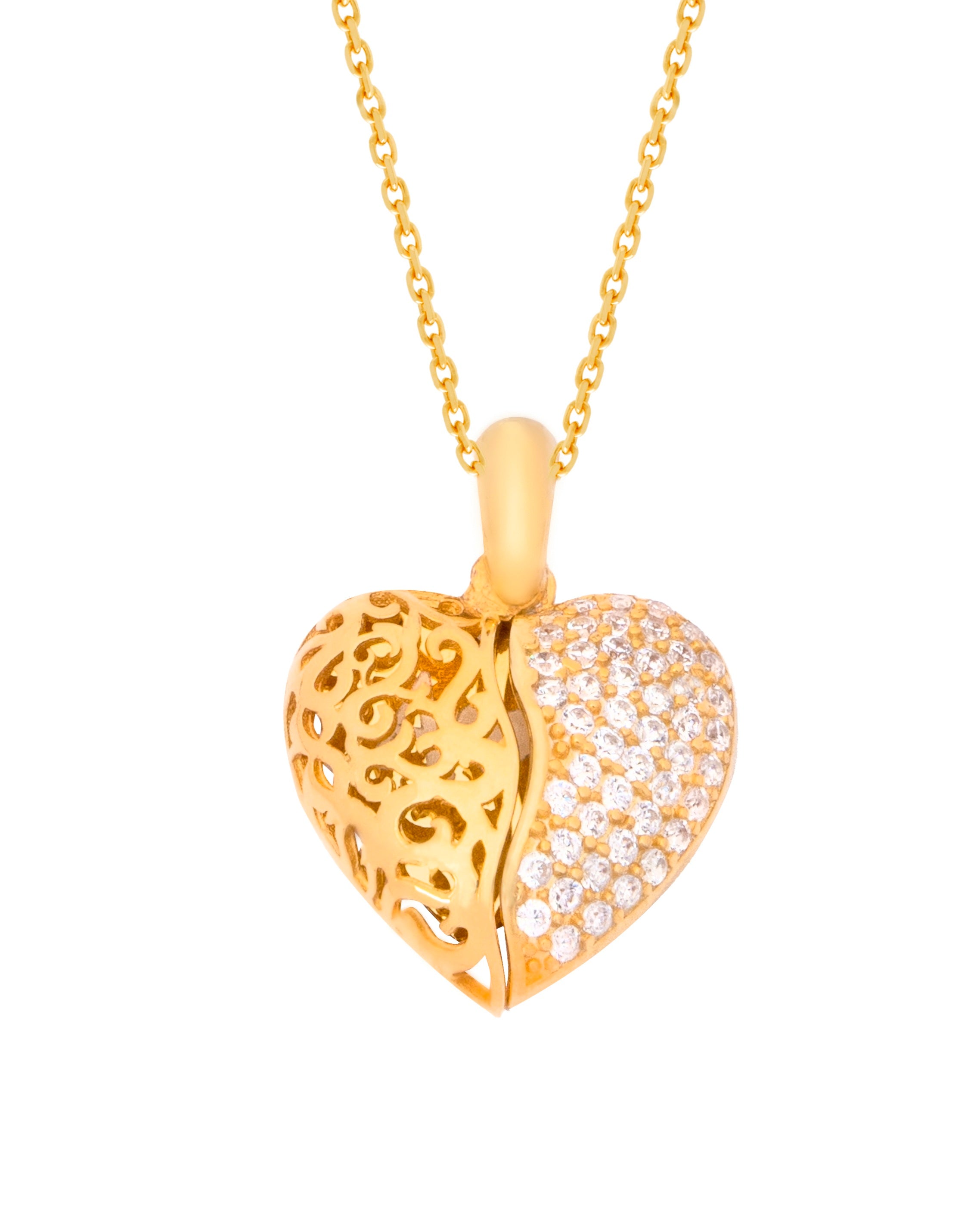 925 Silver Personalized Custom Golden Heart Name Necklace - Leona Jewelry