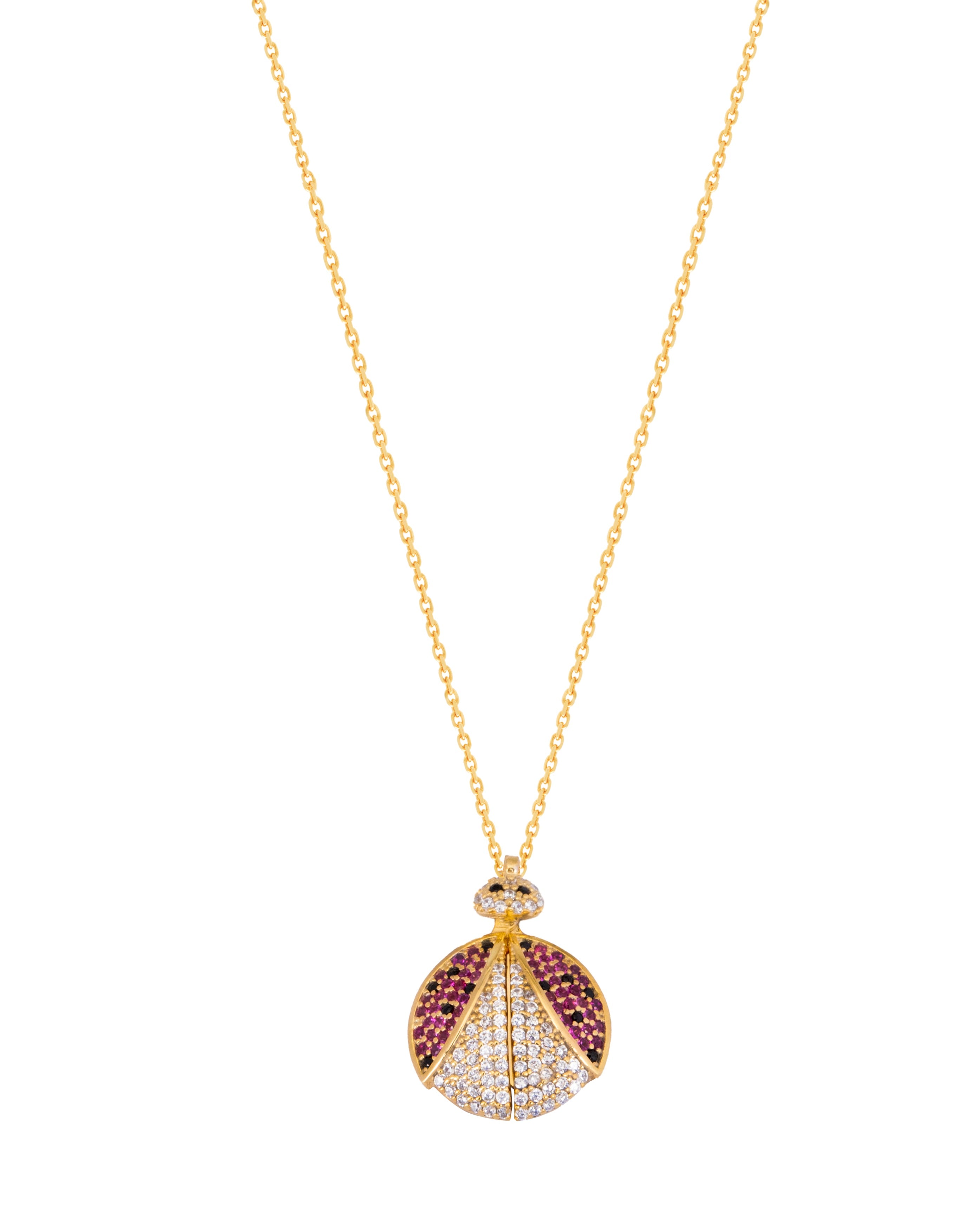 Necklace Long Necklace Pendant Weaving Ladybug Seed Bead Gold