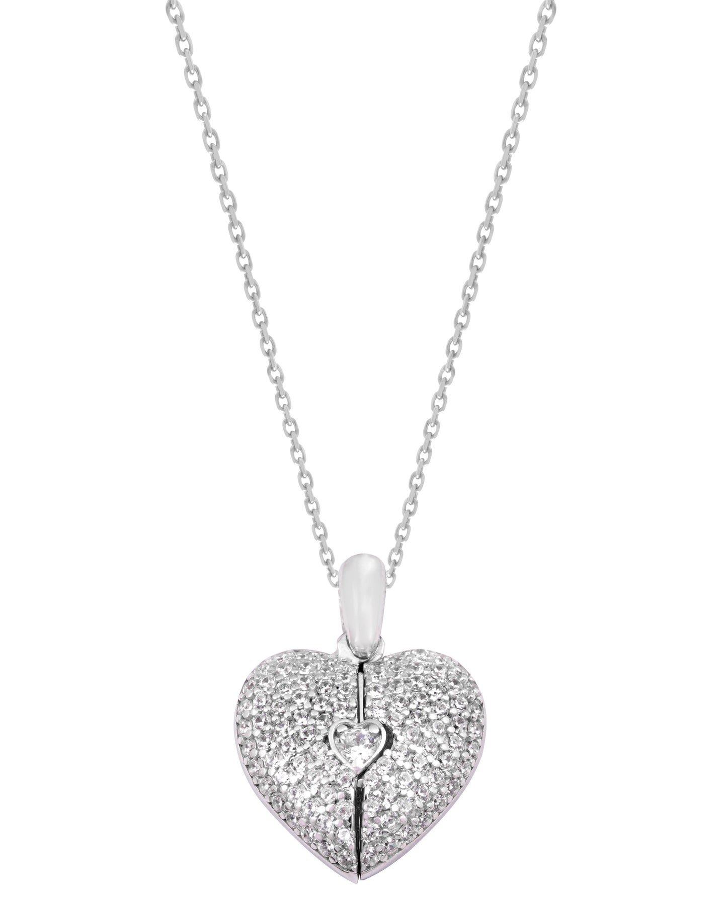 925 Silver Personalized Custom Love Heart Jewelry Set (Silver)