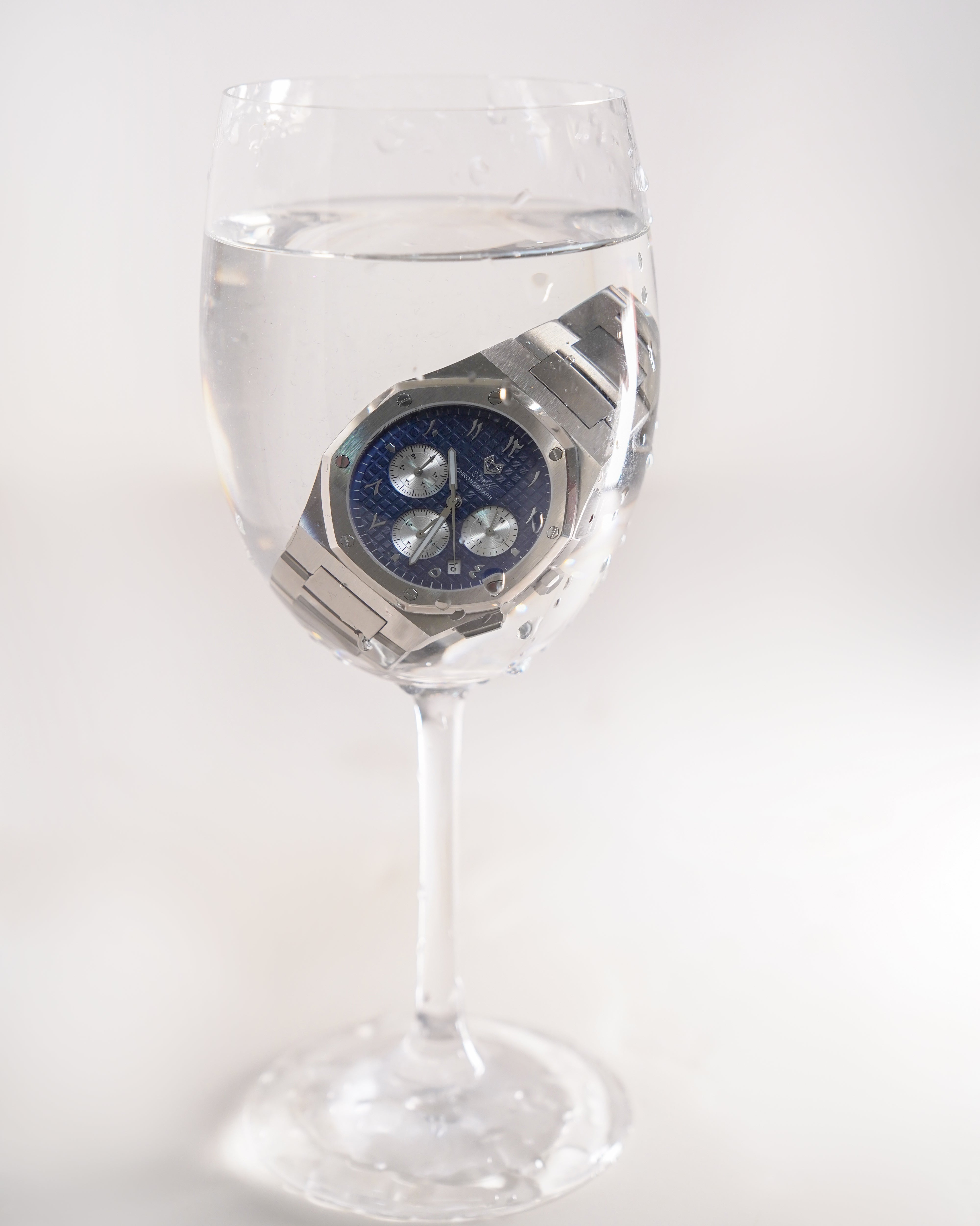 Royal Chronograph Men's Watch Blue – 40mm Arabic Dial, Full Steel, Japanese Quartz ,Waterproof - Leona Jewelry