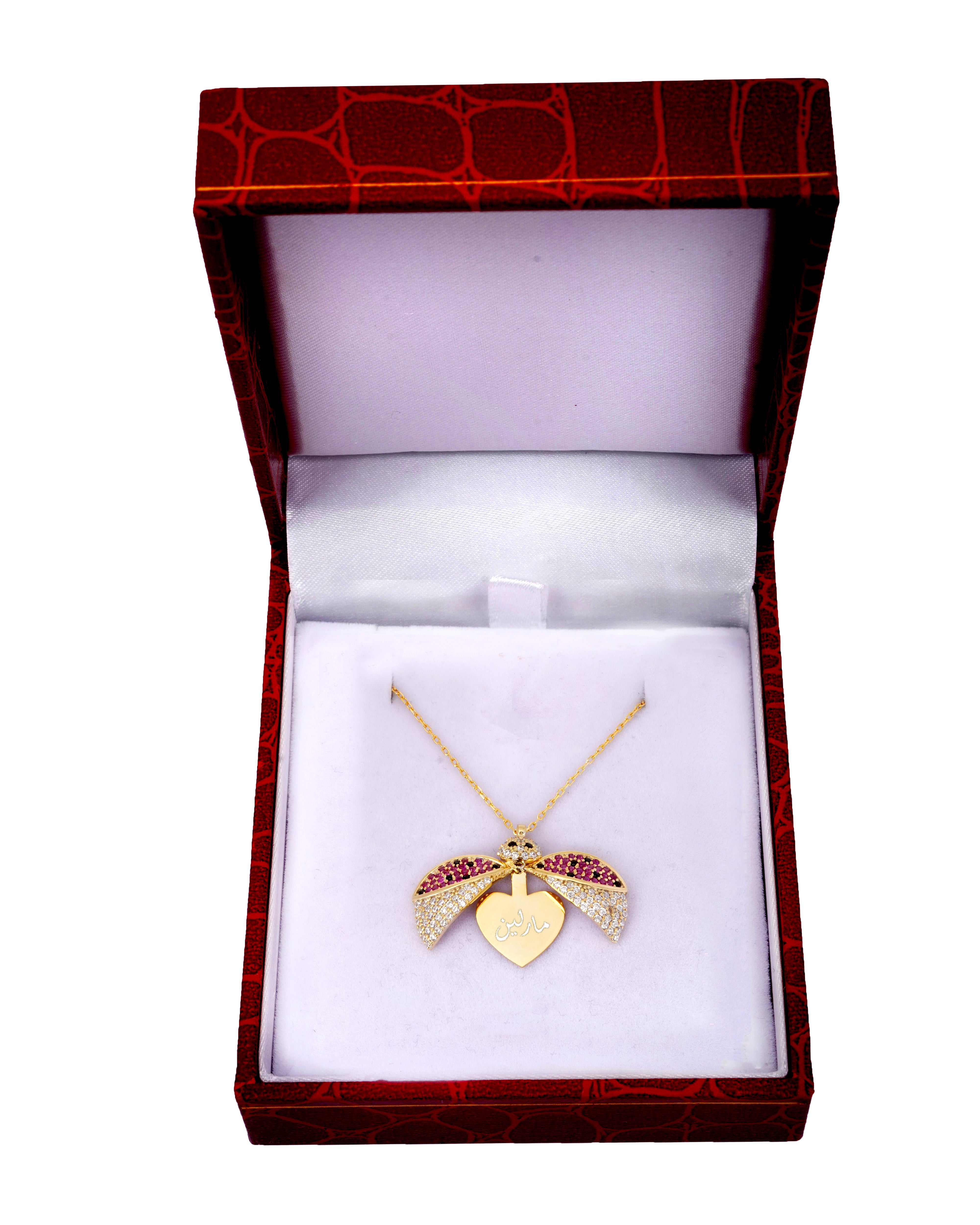 925 Silver Personalized Custom Ladybug Name Necklace - Leona Jewelry