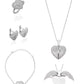 925 Silver Personalized Custom Love Heart Jewelry Set (Silver)