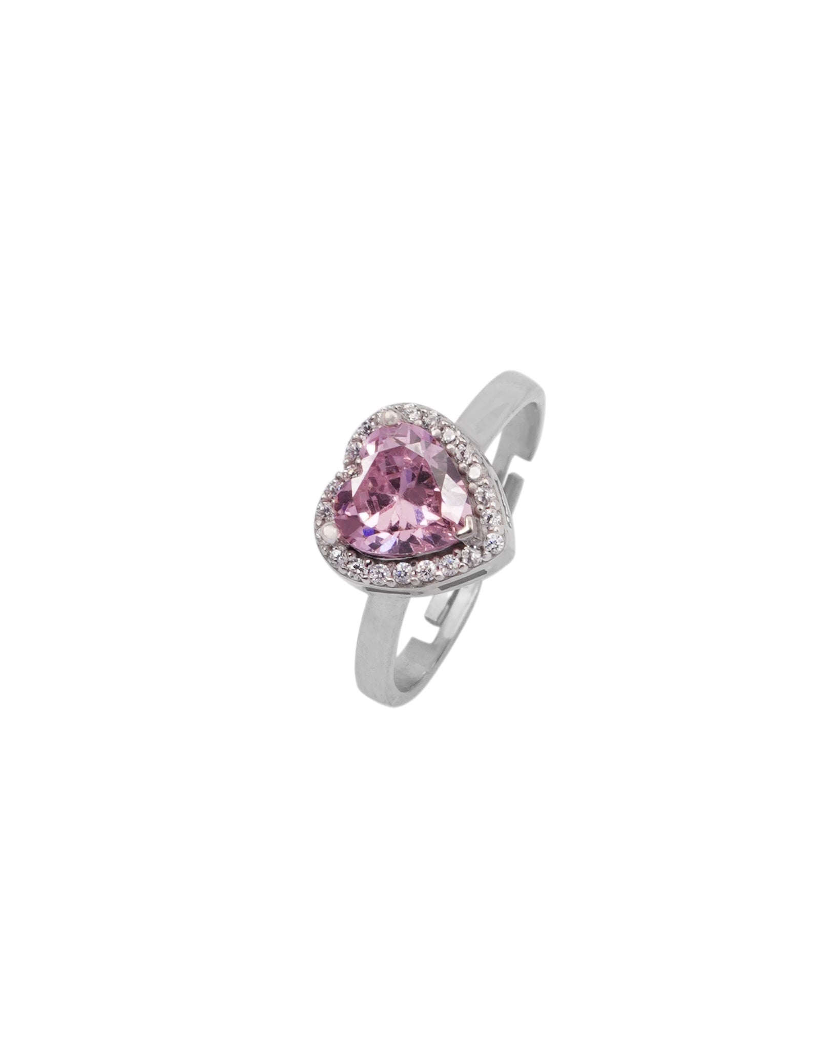 925 Silver Pink Heart Jewelry Set (Silver) - Leona Jewelry