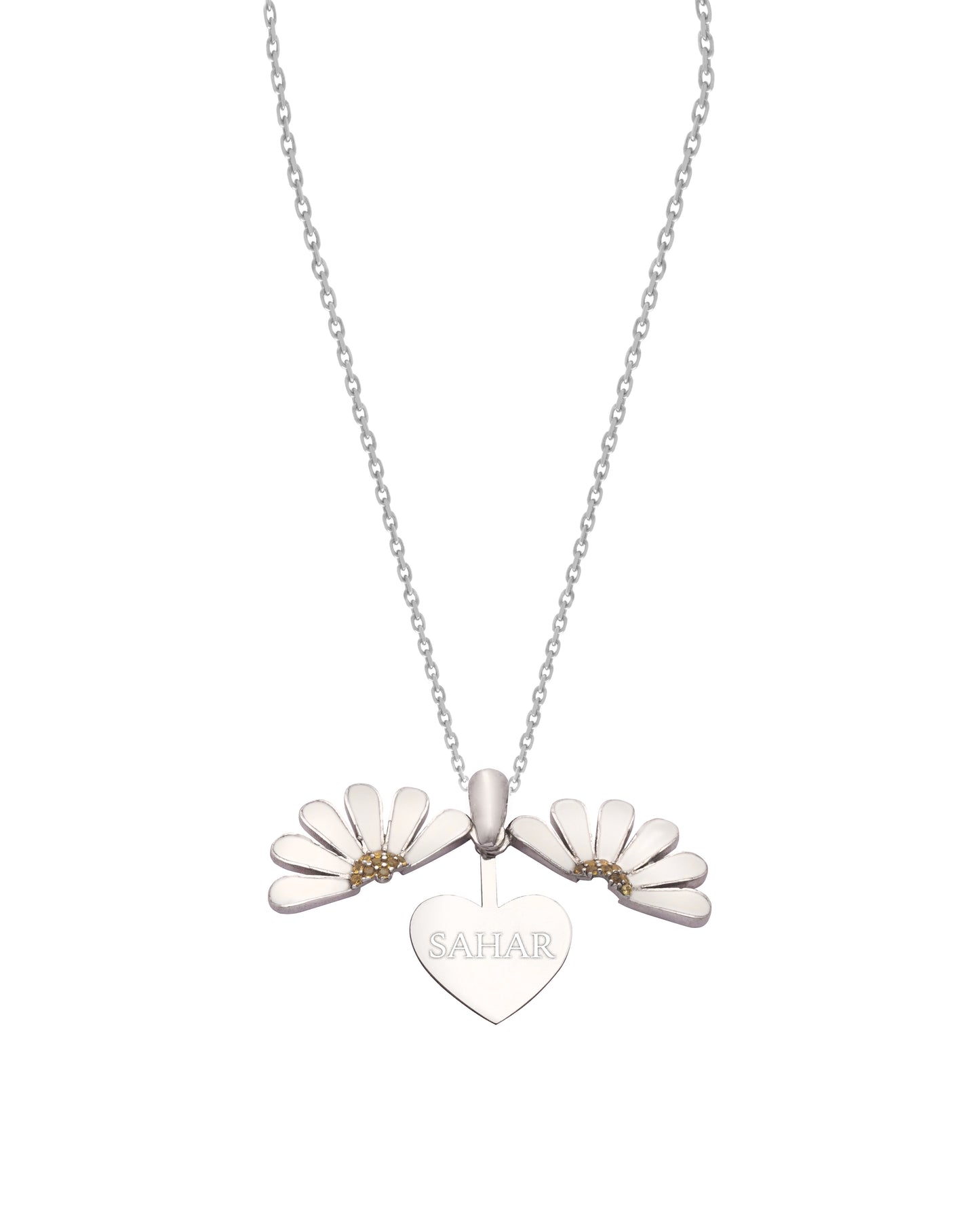 925 Silver Personalized Custom Flower Name Necklace (Silver)