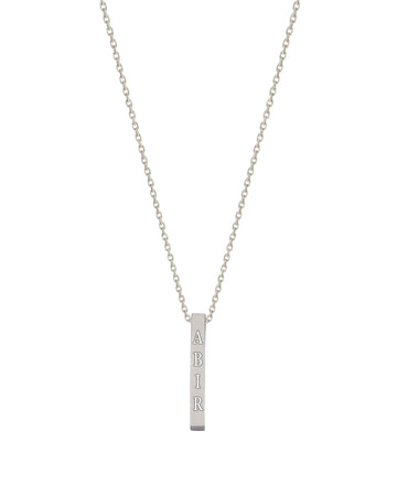 925 Silver Personalized Custom Engraving Bar Name Necklace (Silver) - Leona Jewelry