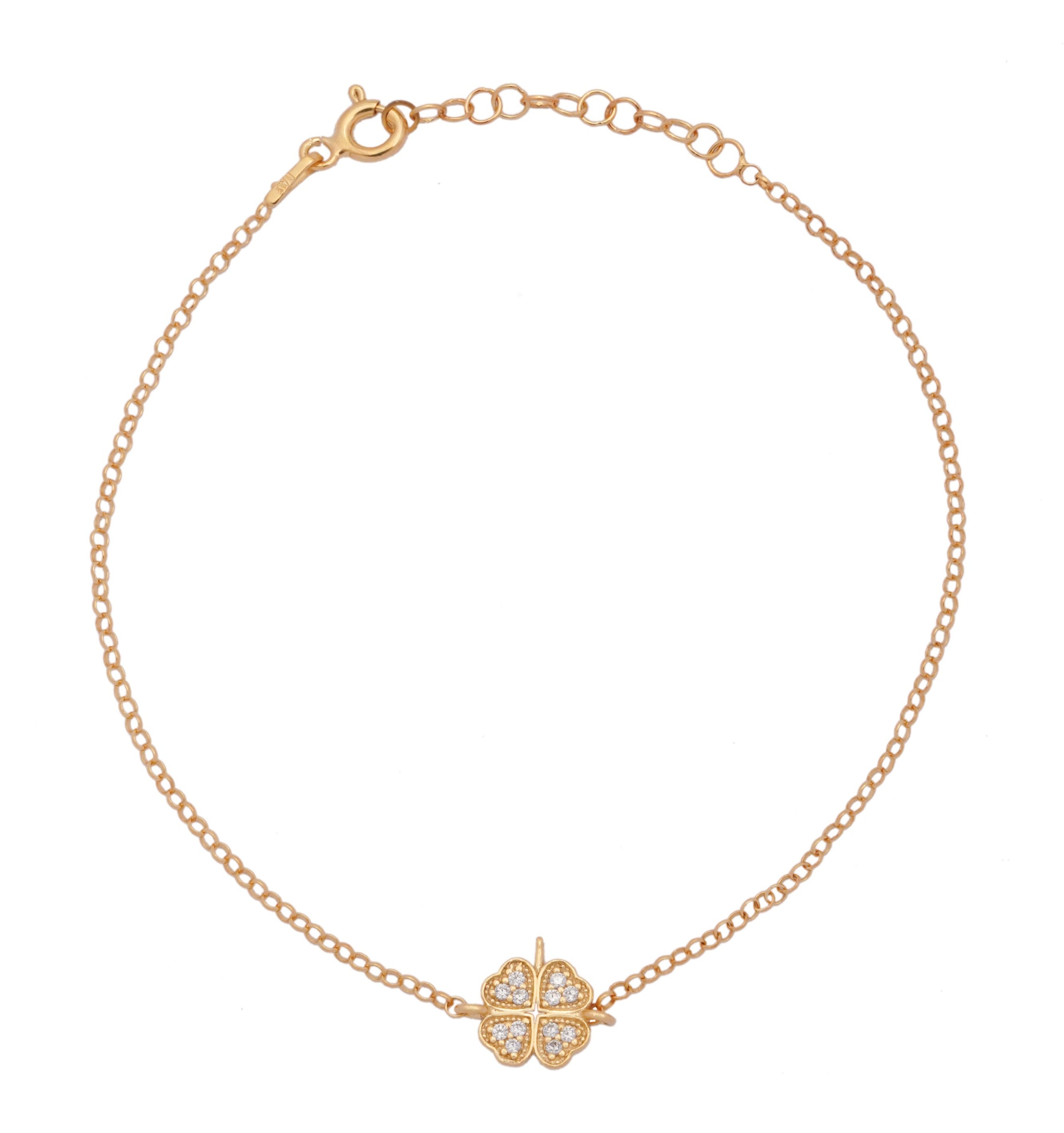 925 Silver Dainty Four Hearts Bracelet (Gold) - Leona Jewelry