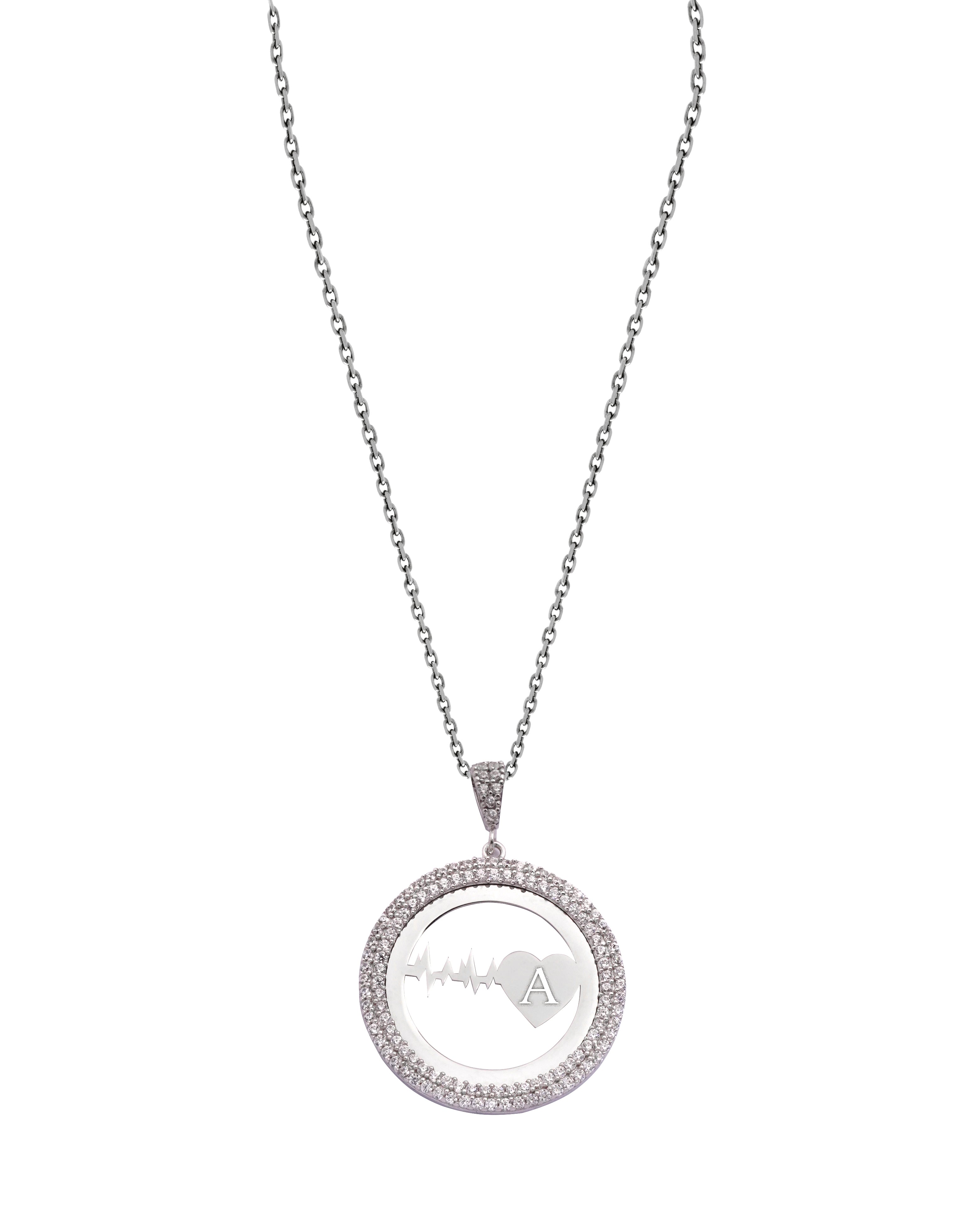925 Silver Personalized Custom Heartbeat Necklace (Silver) - Leona Jewelry