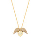 18K Pure Gold Personalized Custom Angel Wings Name Necklace (White Stones)