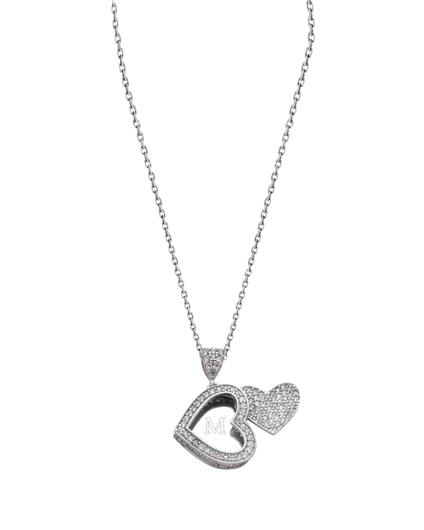 925 Silver Personalized Custom Heart Name Necklace (Silver)