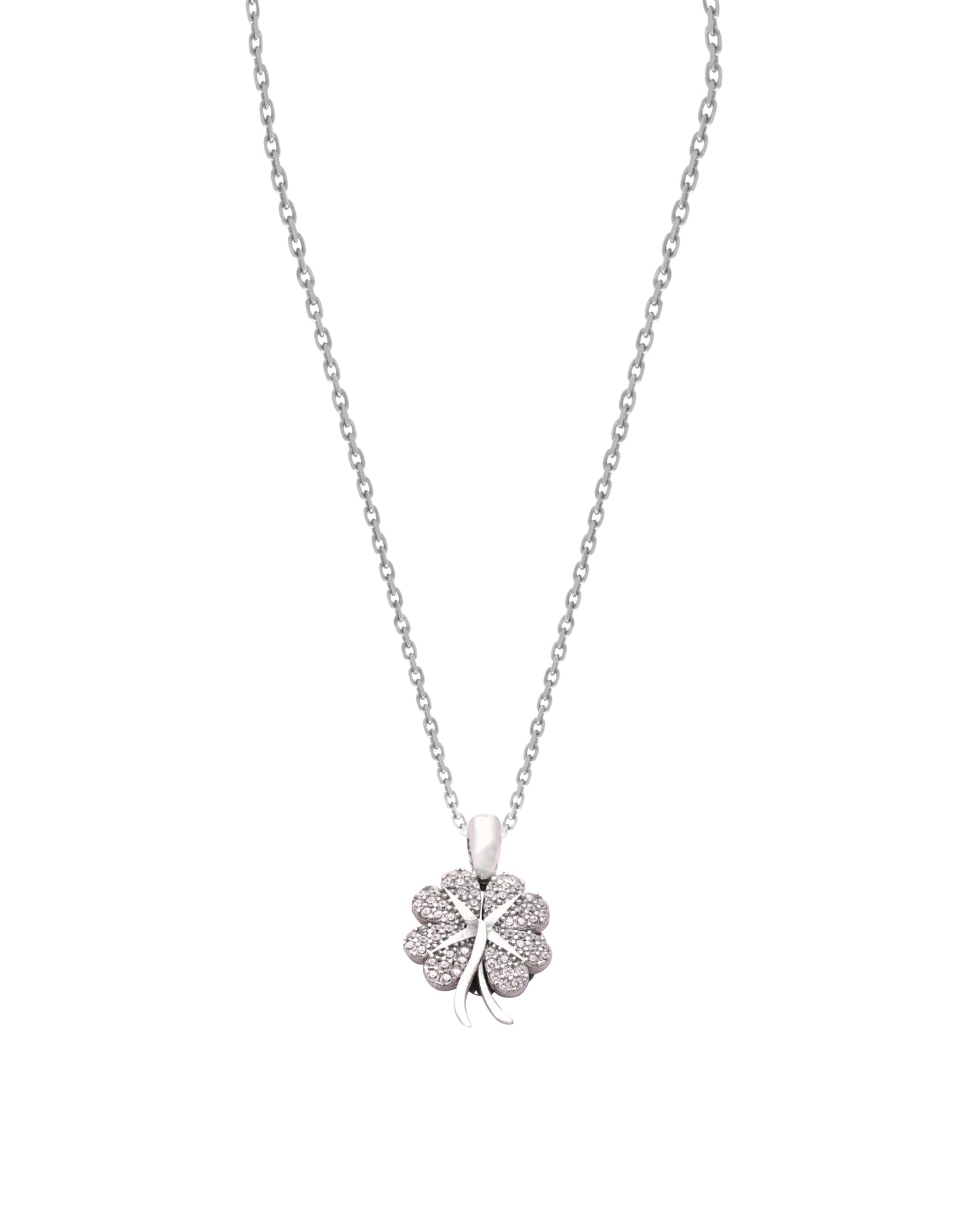 925 Silver Personalized Custom Clover Name Necklace (Silver)