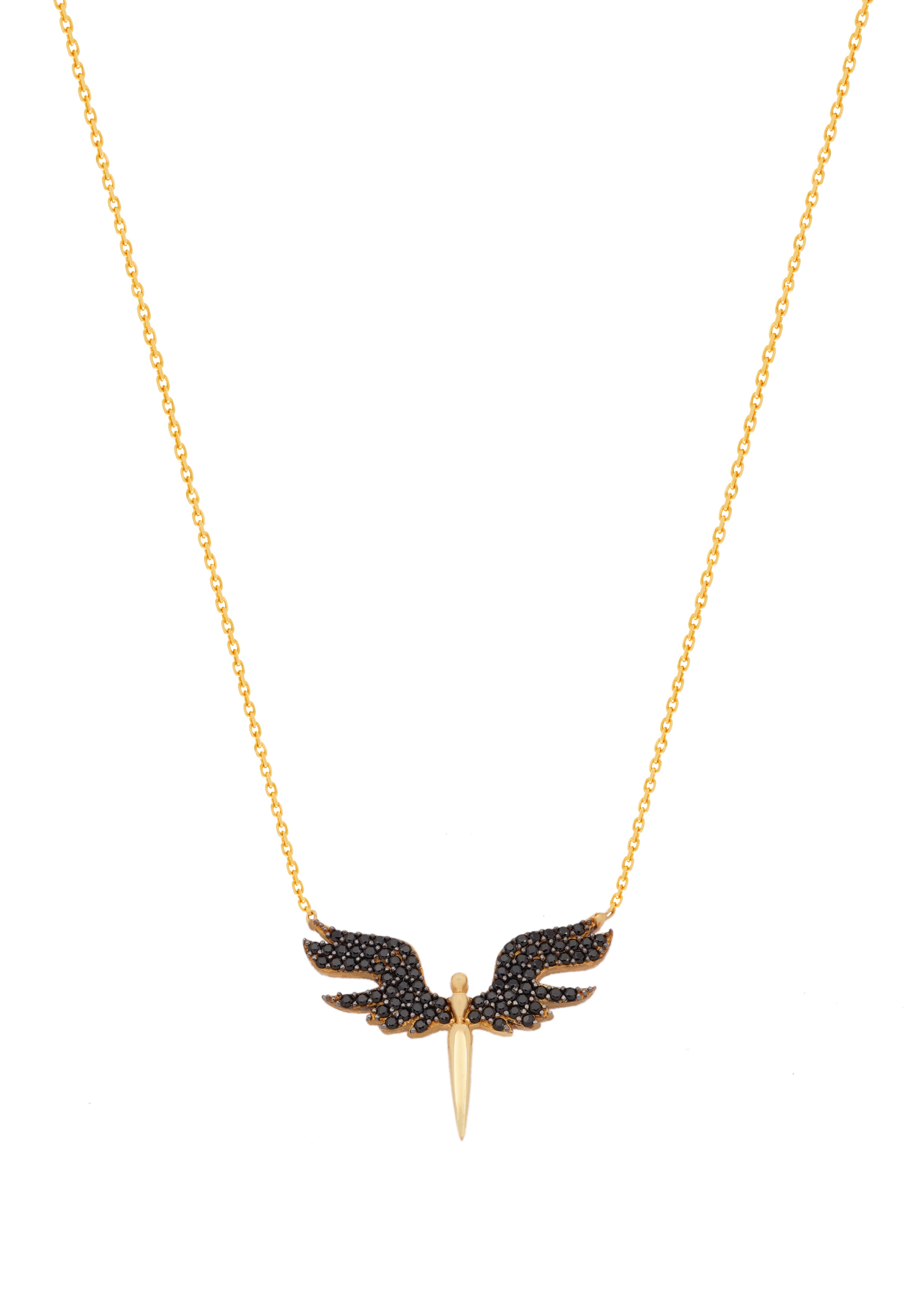 925 Silver Angel Wings Necklace (Black) - Leona Jewelry
