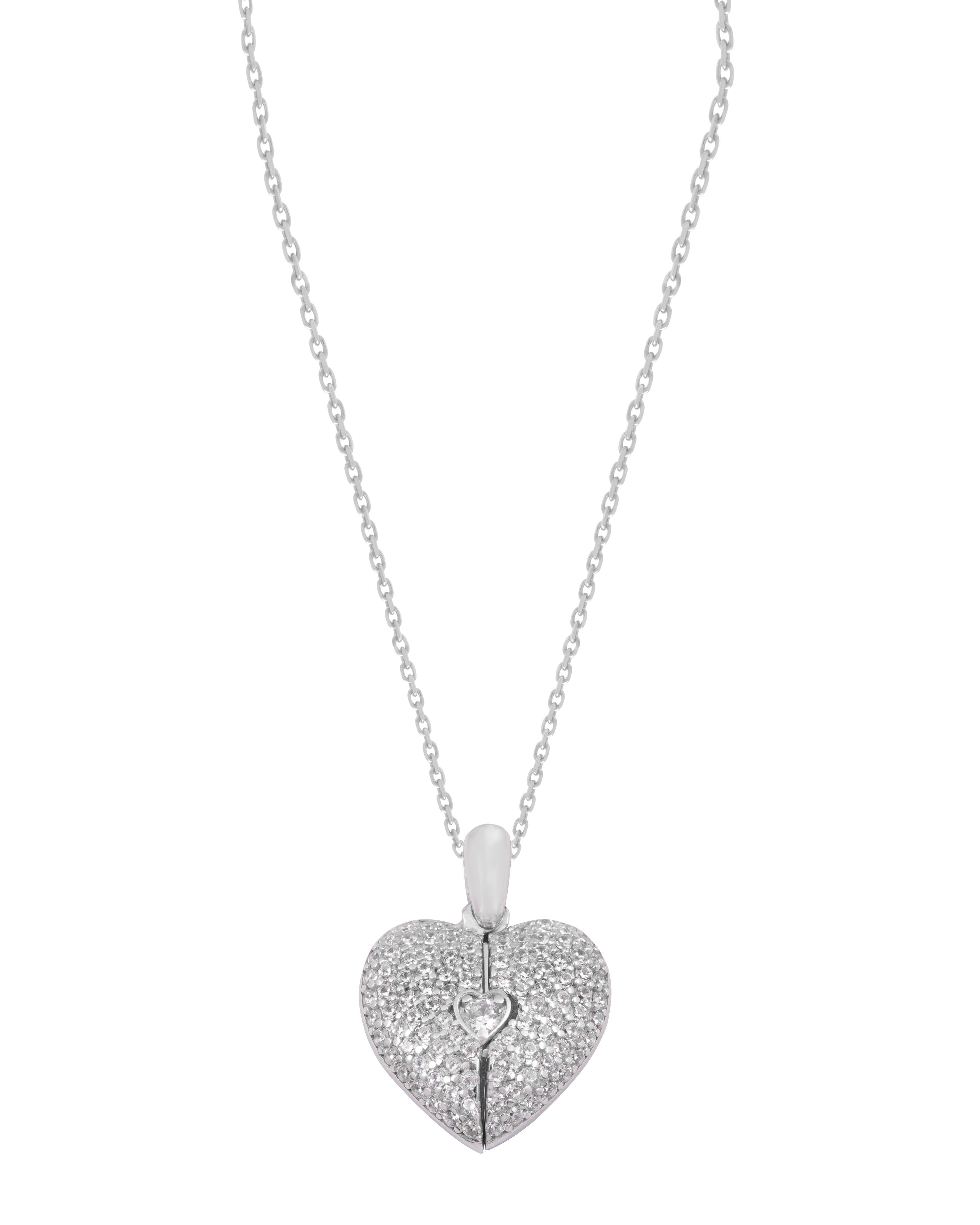 925 Silver Personalized Custom Heart Name Necklace (Silver) - Leona Jewelry