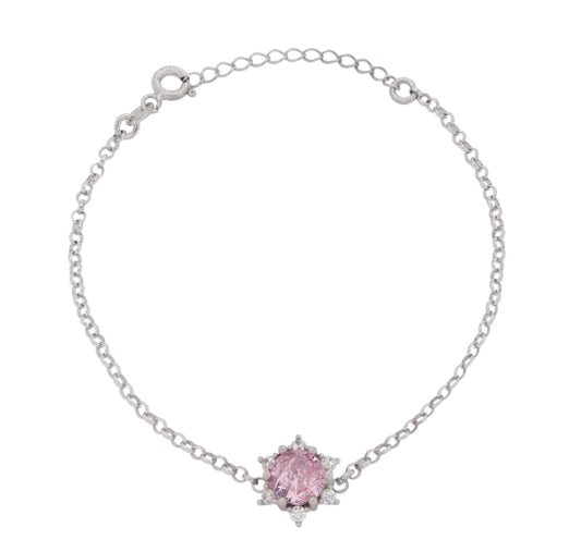 925 Silver Pink Star Bracelet