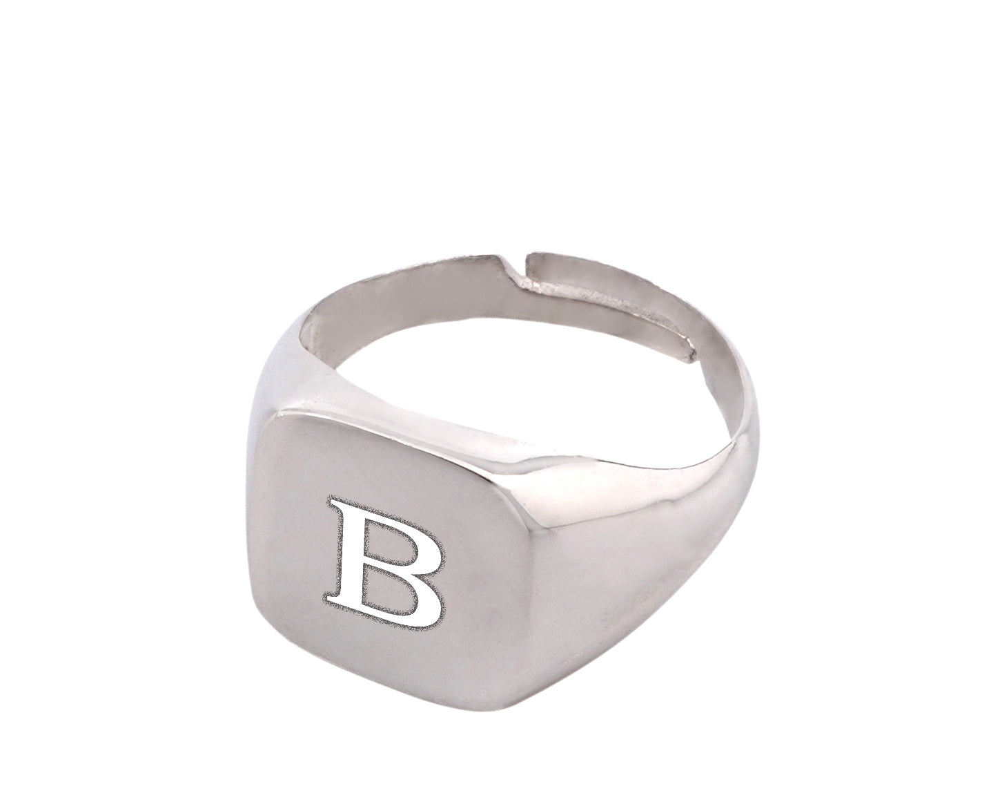 925 Silver Personalized Custom Engraving Square Ring - Leona Jewelry