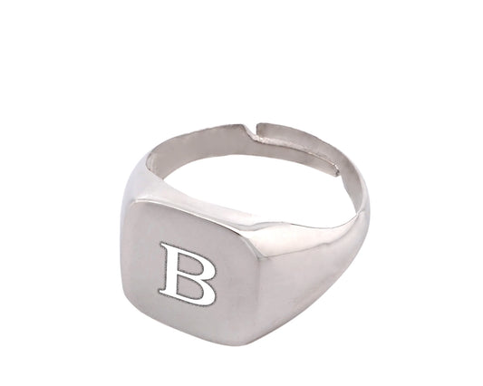 925 Silver Personalized Custom Engraving Square Ring