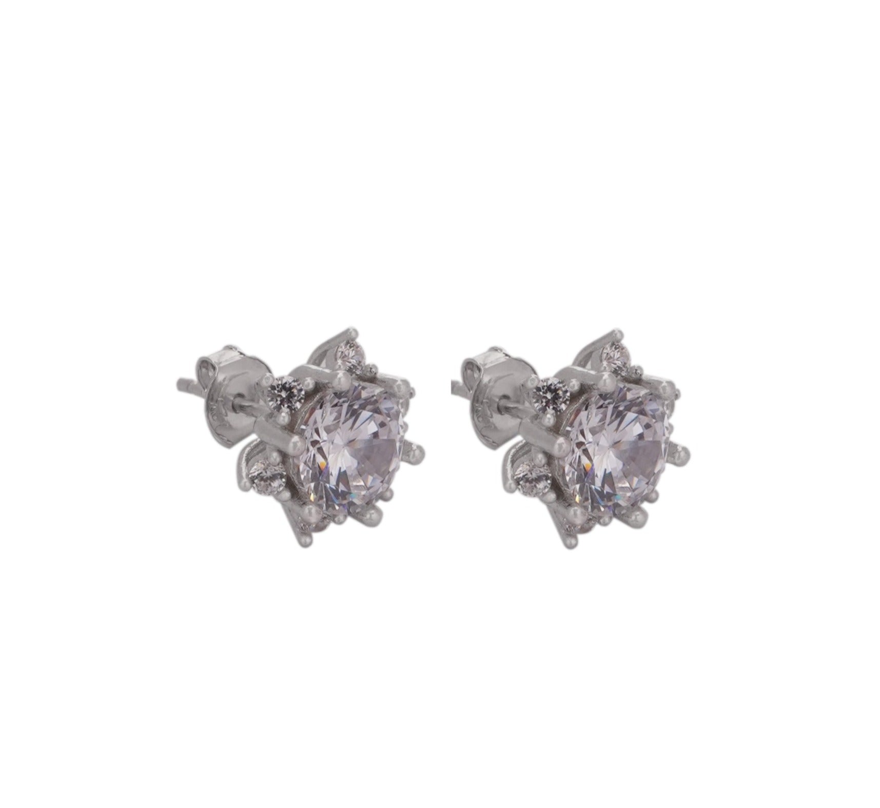 925 Silver White Star Earrings - Leona Jewelry