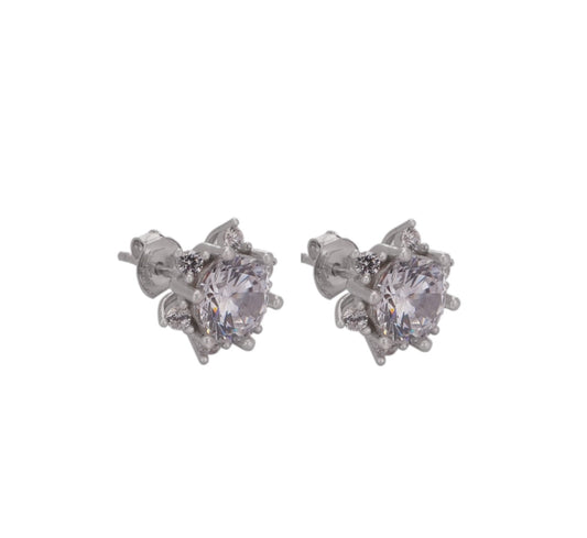 925 Silver White Star Earrings