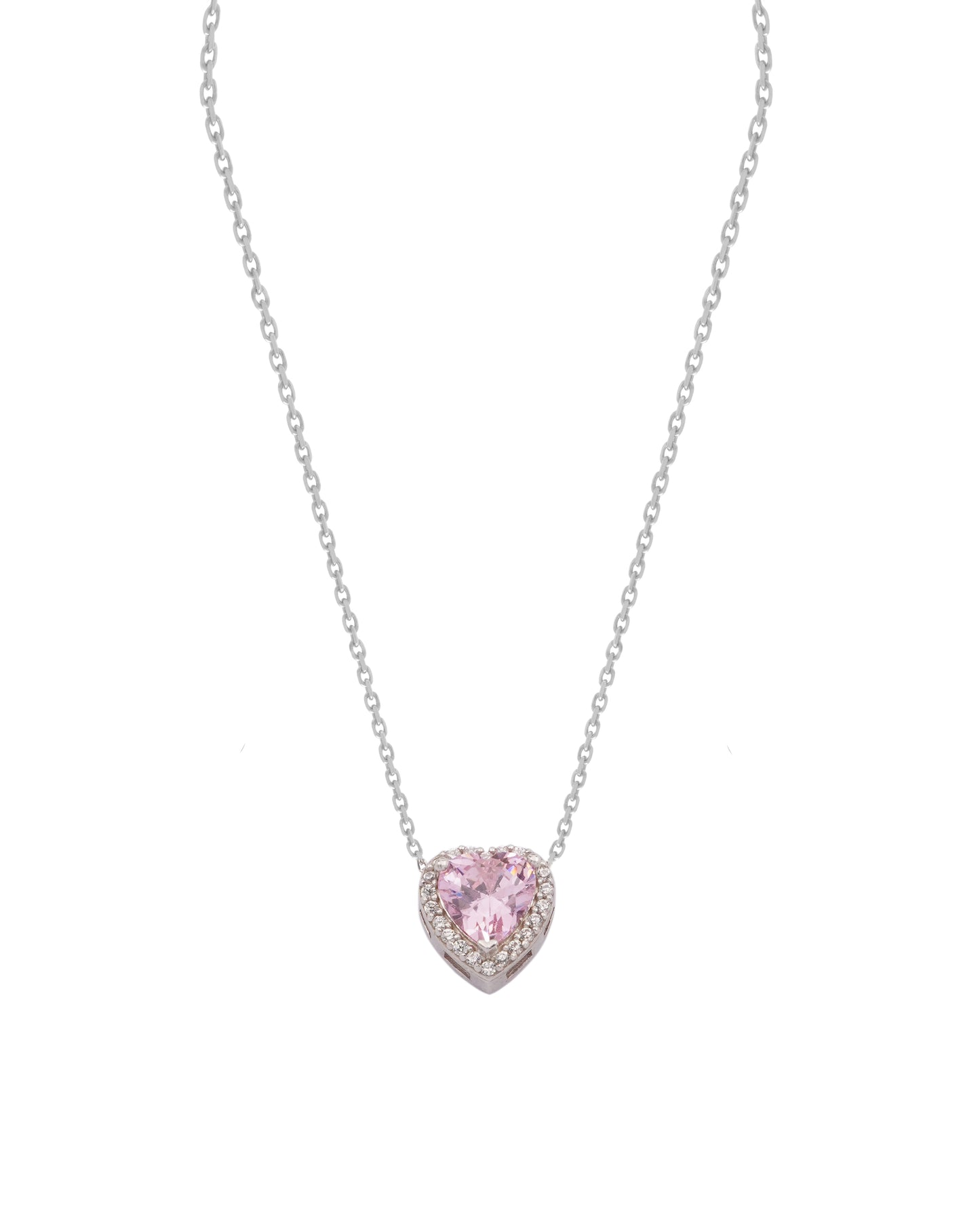 925 Silver Pink Heart Necklace