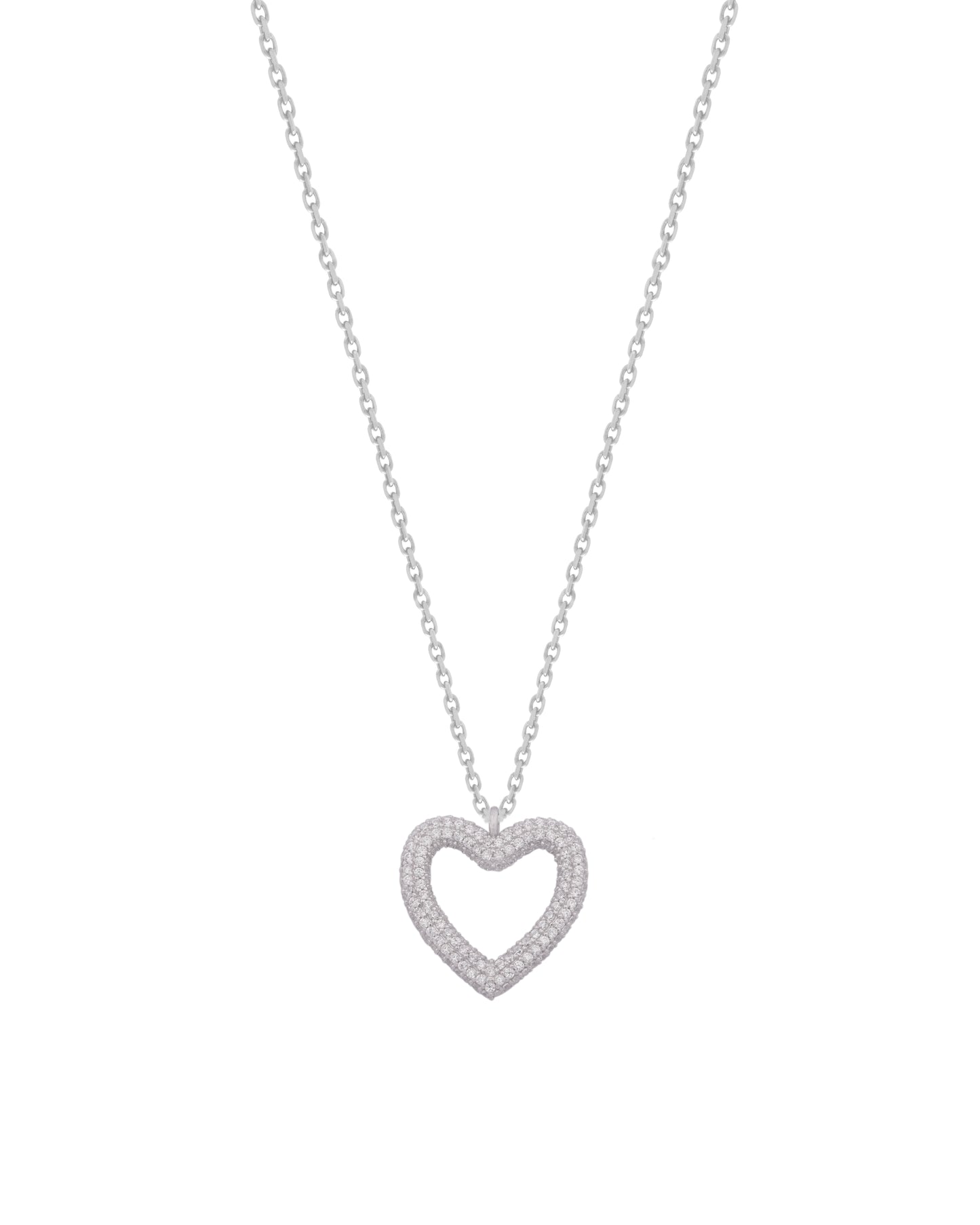 925 Silver Hollow Heart Necklace