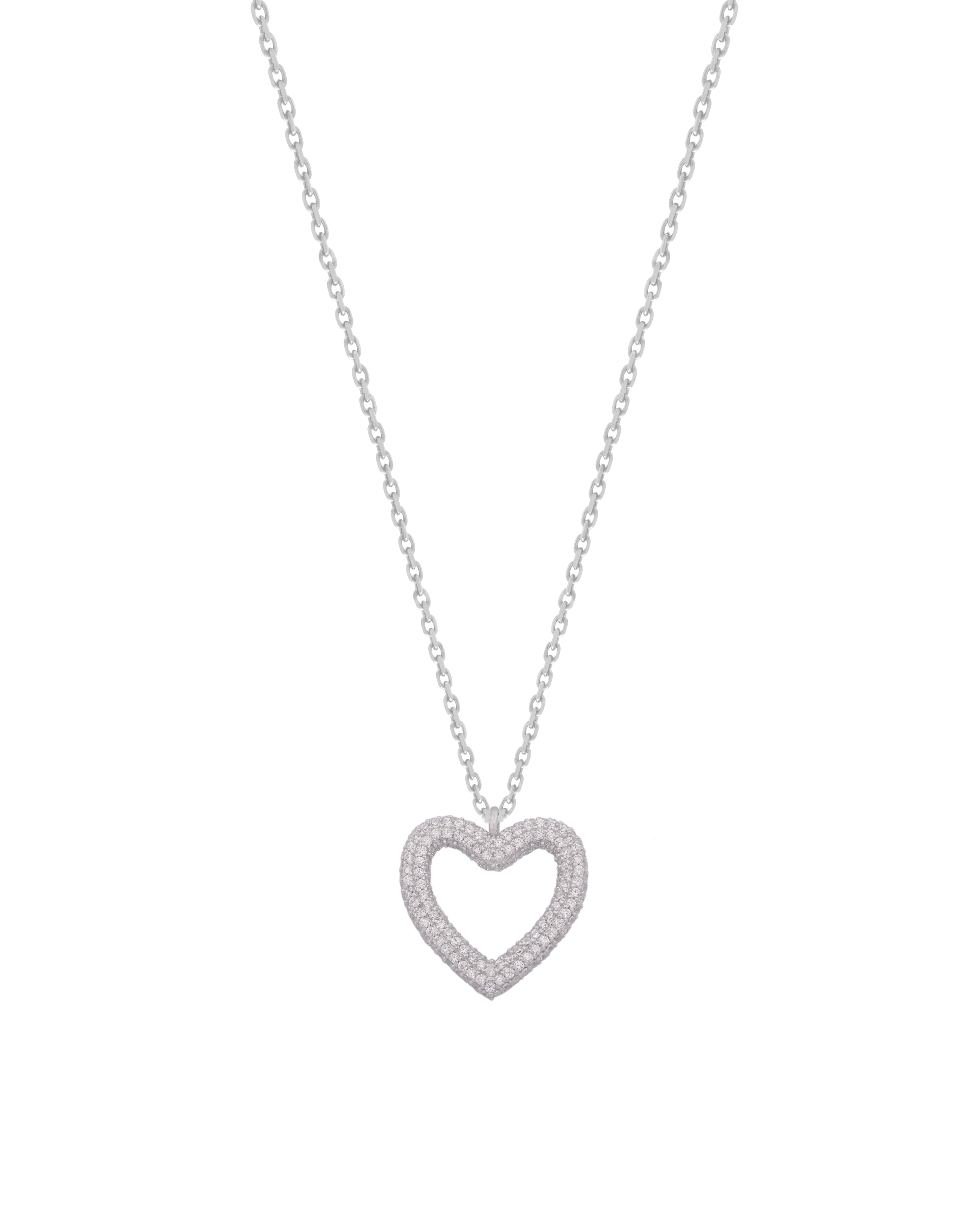 925 Silver Hollow Heart Necklace - Leona Jewelry