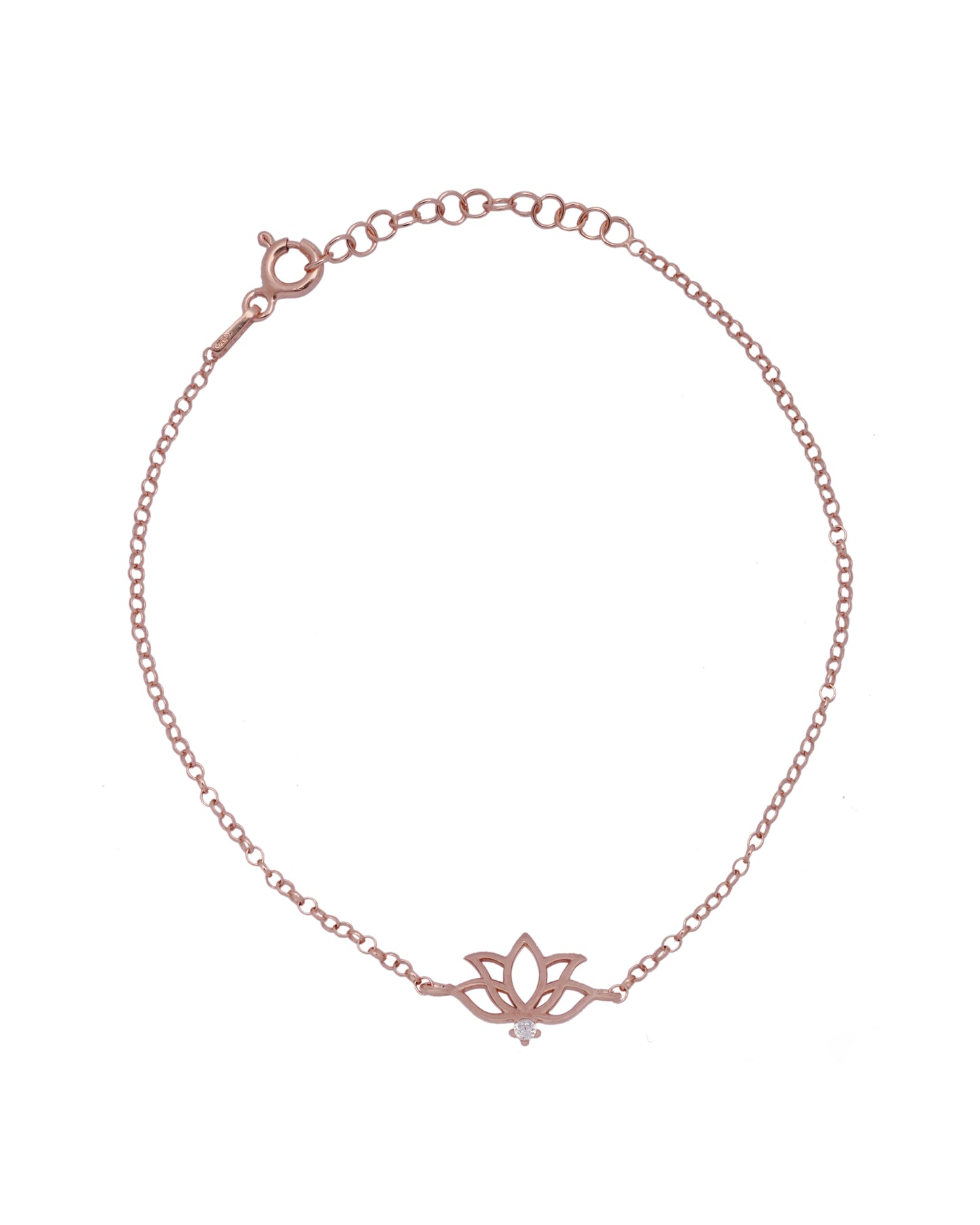 925 Silver Dainty Lotus Bracelet (Rose gold)