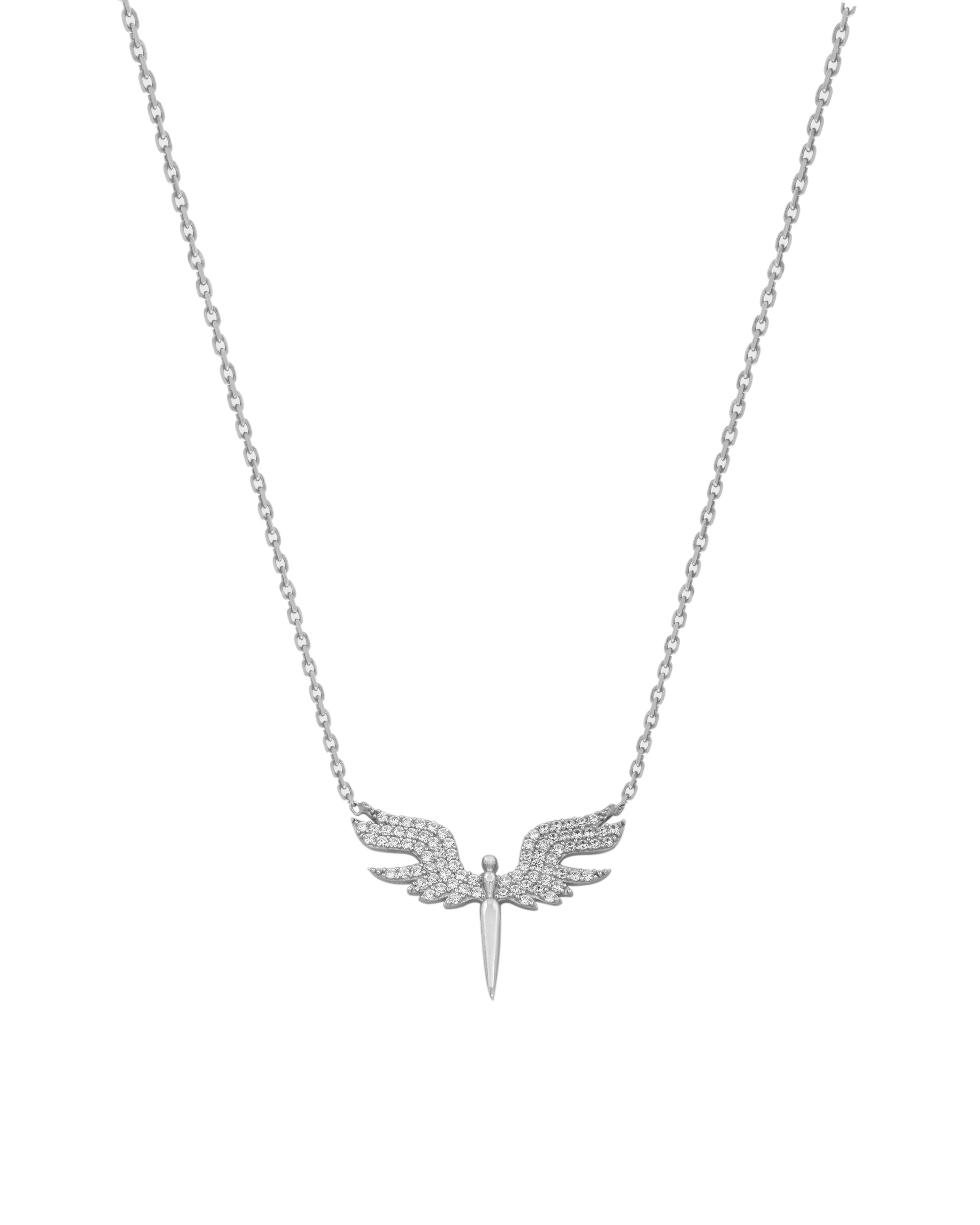 925 Silver Angel Wings Necklace (White) - Leona Jewelry