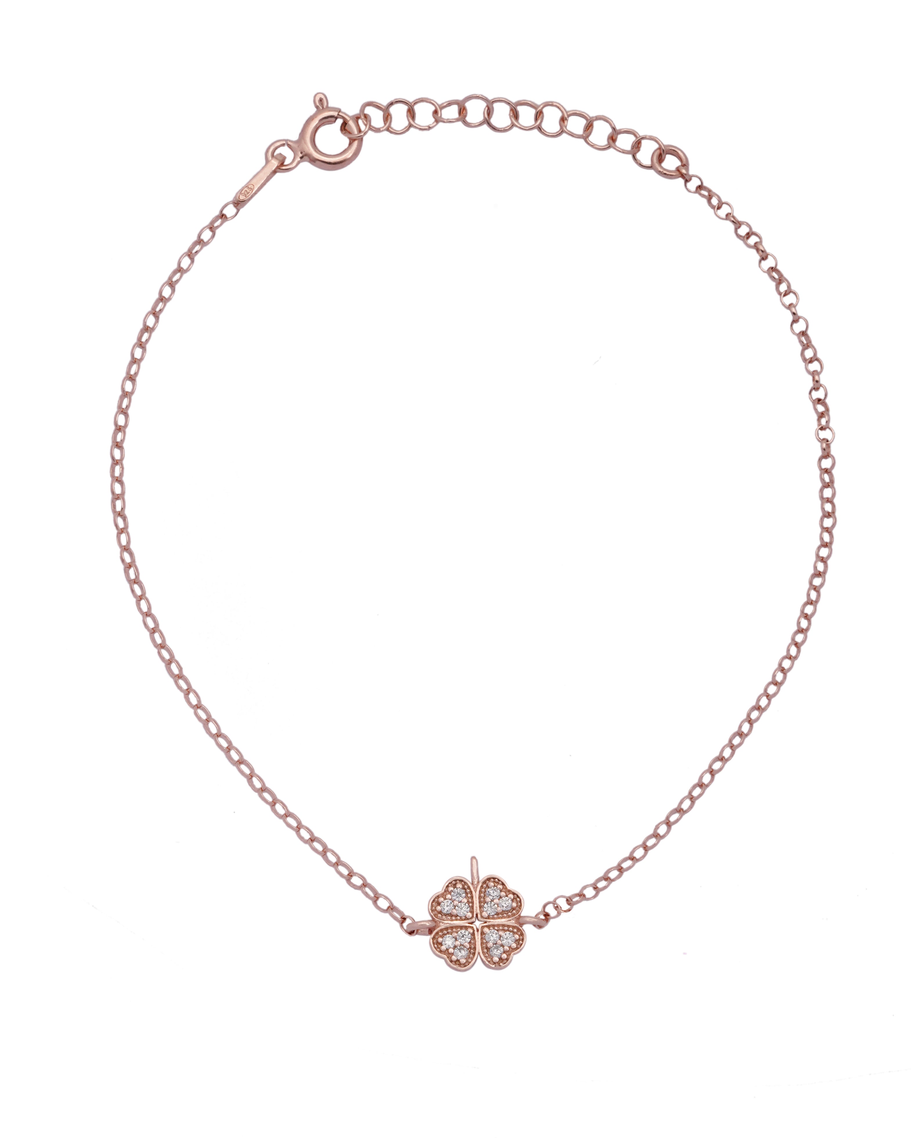 925 Silver Dainty Four Hearts Bracelet (Rose Gold) - Leona Jewelry