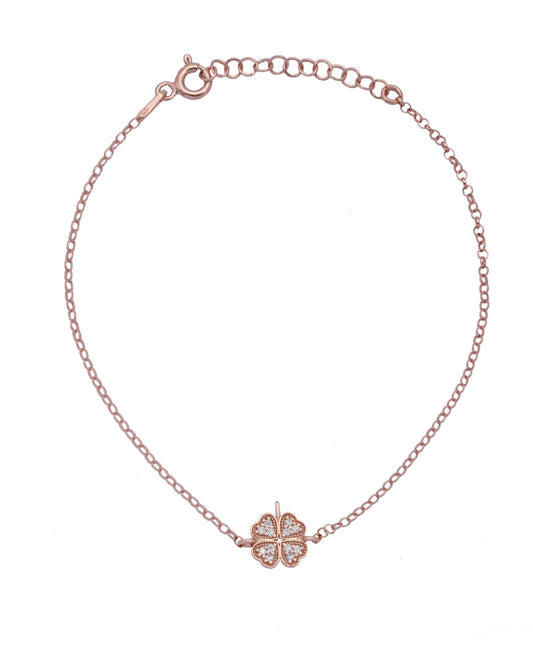 925 Silver Dainty Four Hearts Bracelet (Rose Gold)