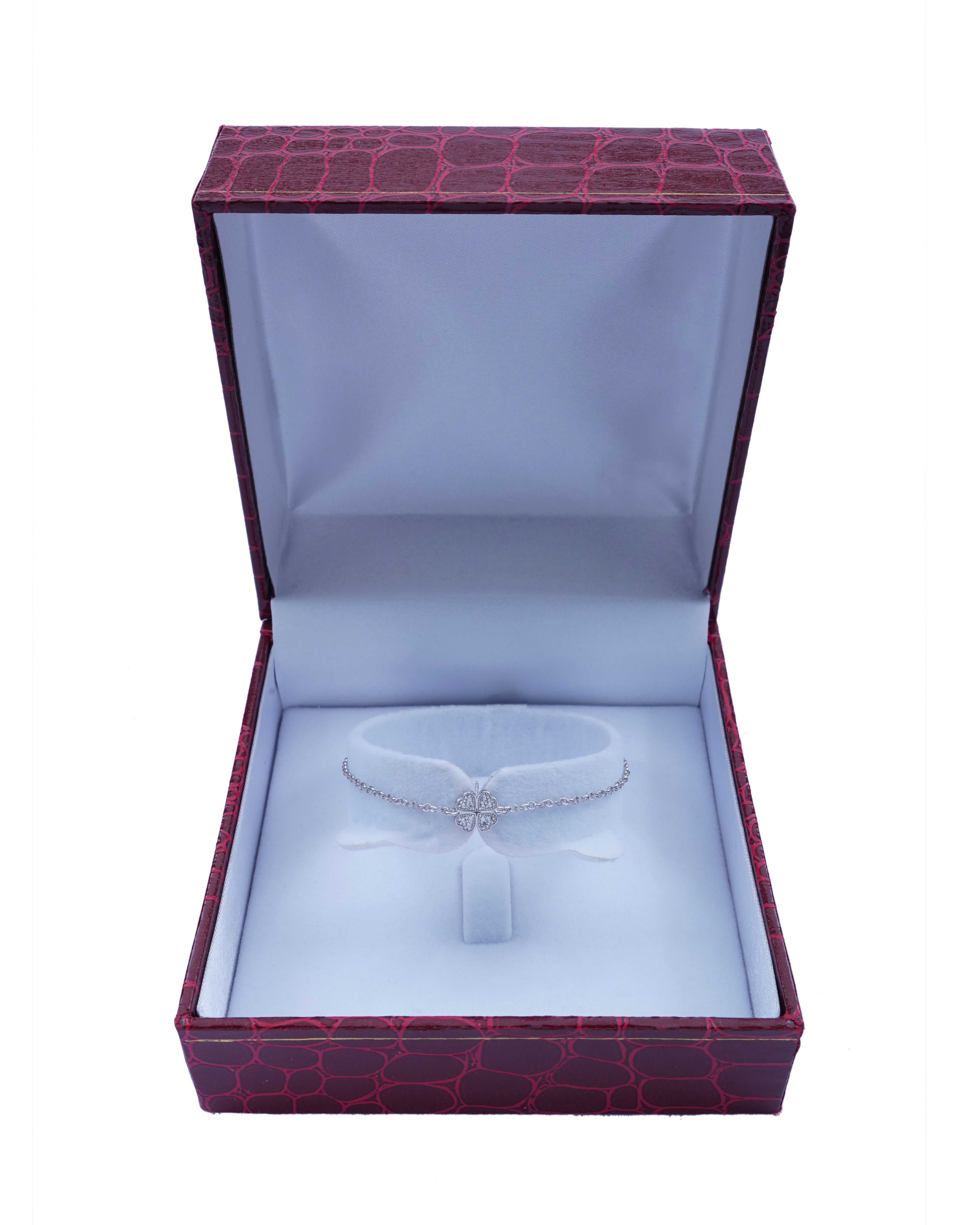 925 Silver Dainty Four Hearts Bracelet (Silver) - Leona Jewelry