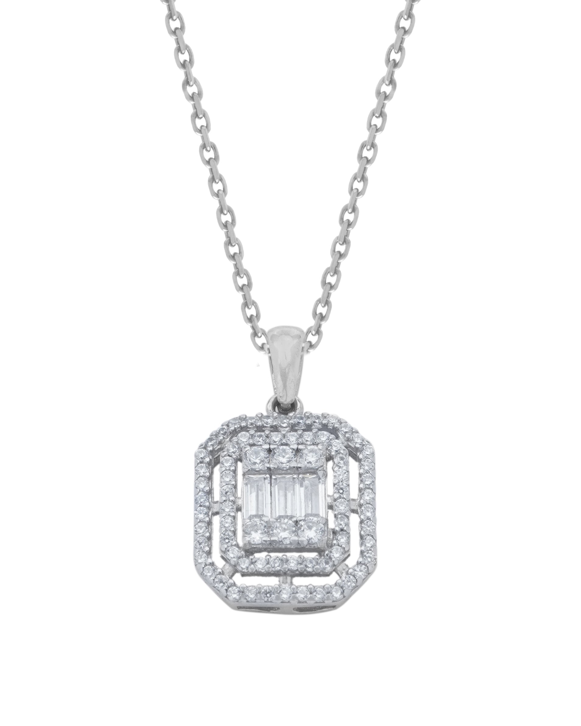 925 Silver Octagon Necklace (Silver) - Leona Jewelry