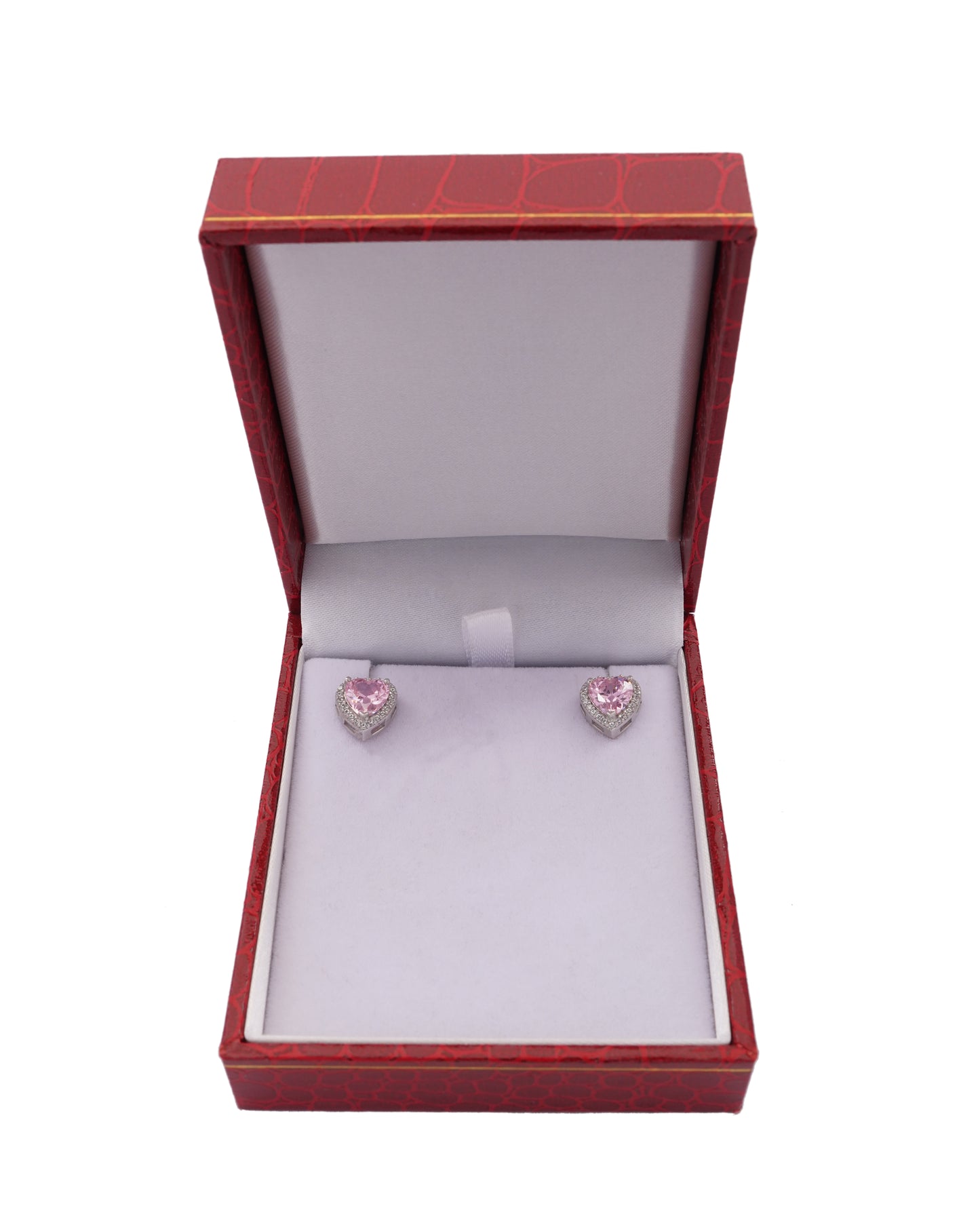 925 Silver Pink Heart Earrings