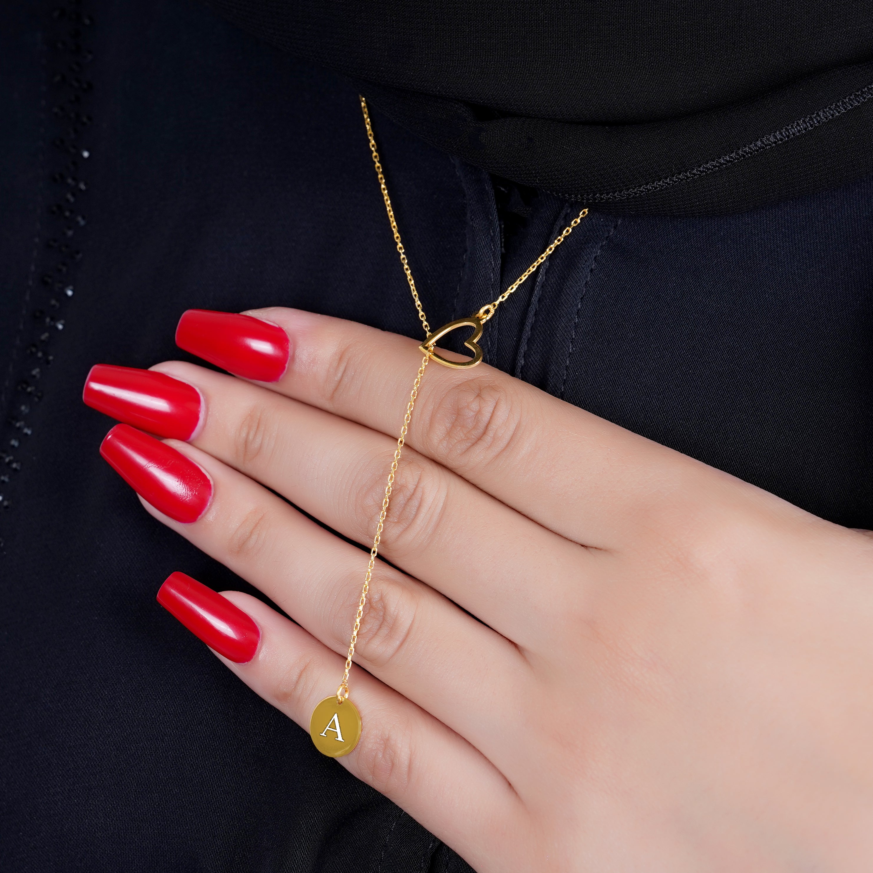 925 Silver Personalized Custom Heart and Circle Name Necklace - Leona Jewelry