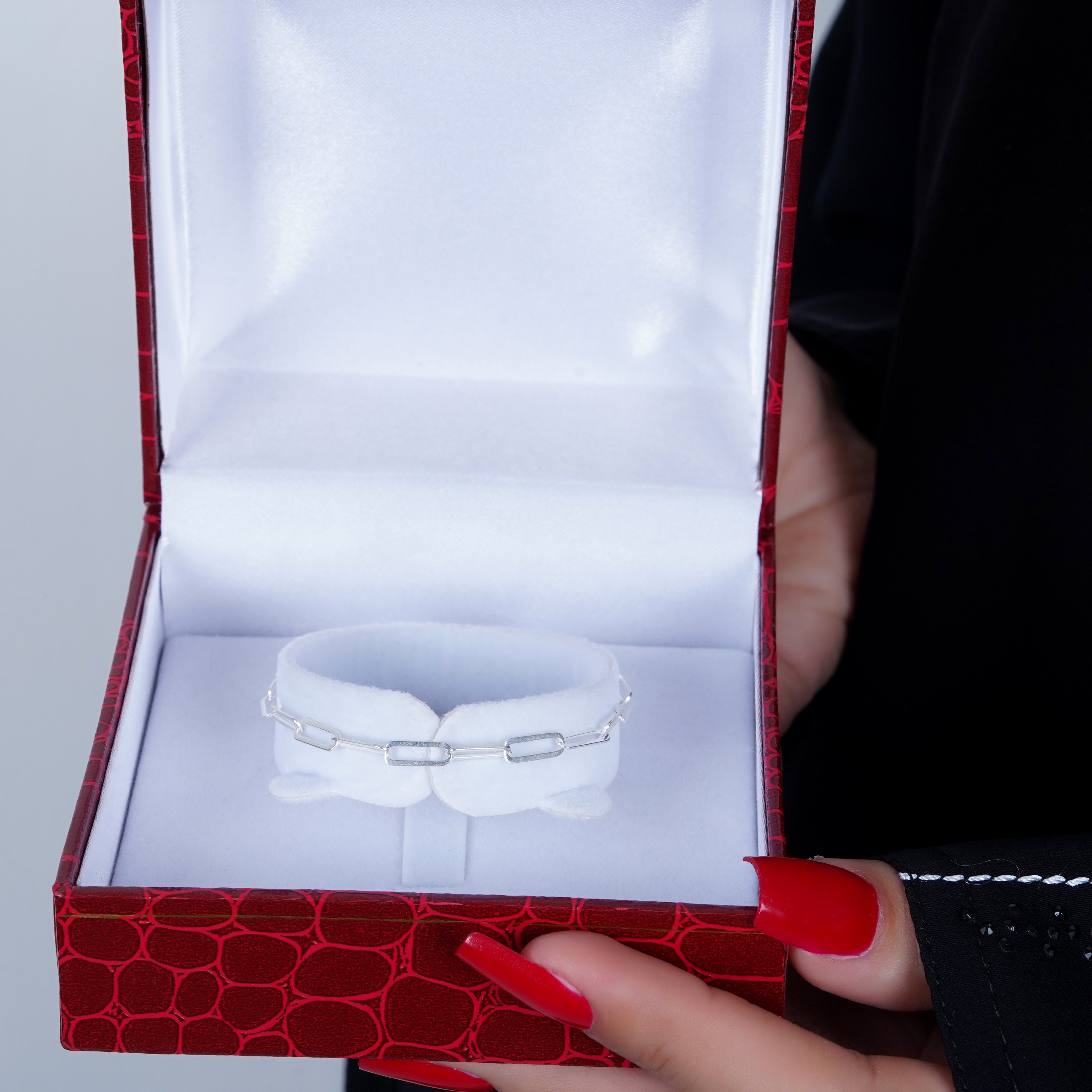 925 Silver Paperclip Bracelet (Silver) - Leona Jewelry