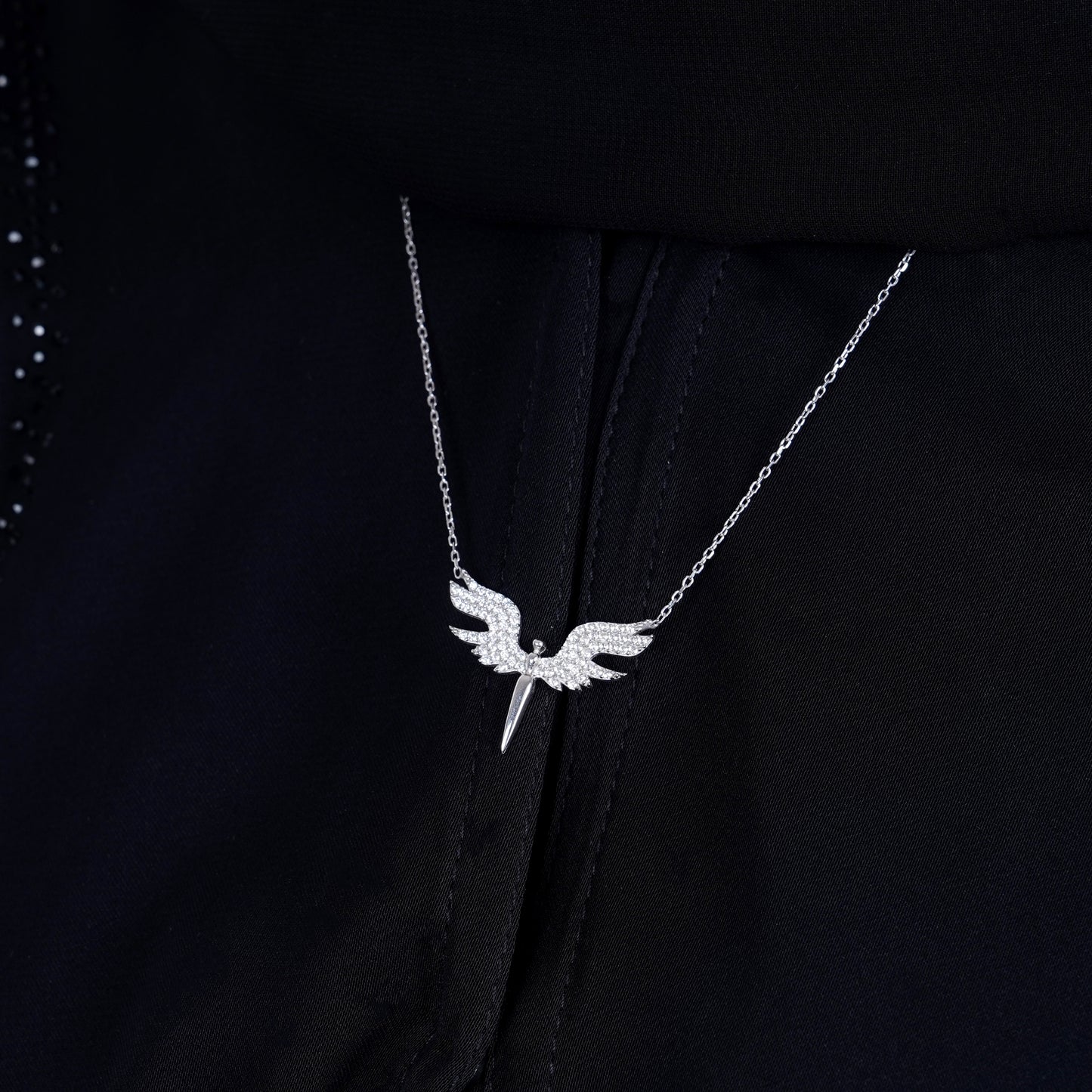 925 Silver Angel Wings Necklace (White)