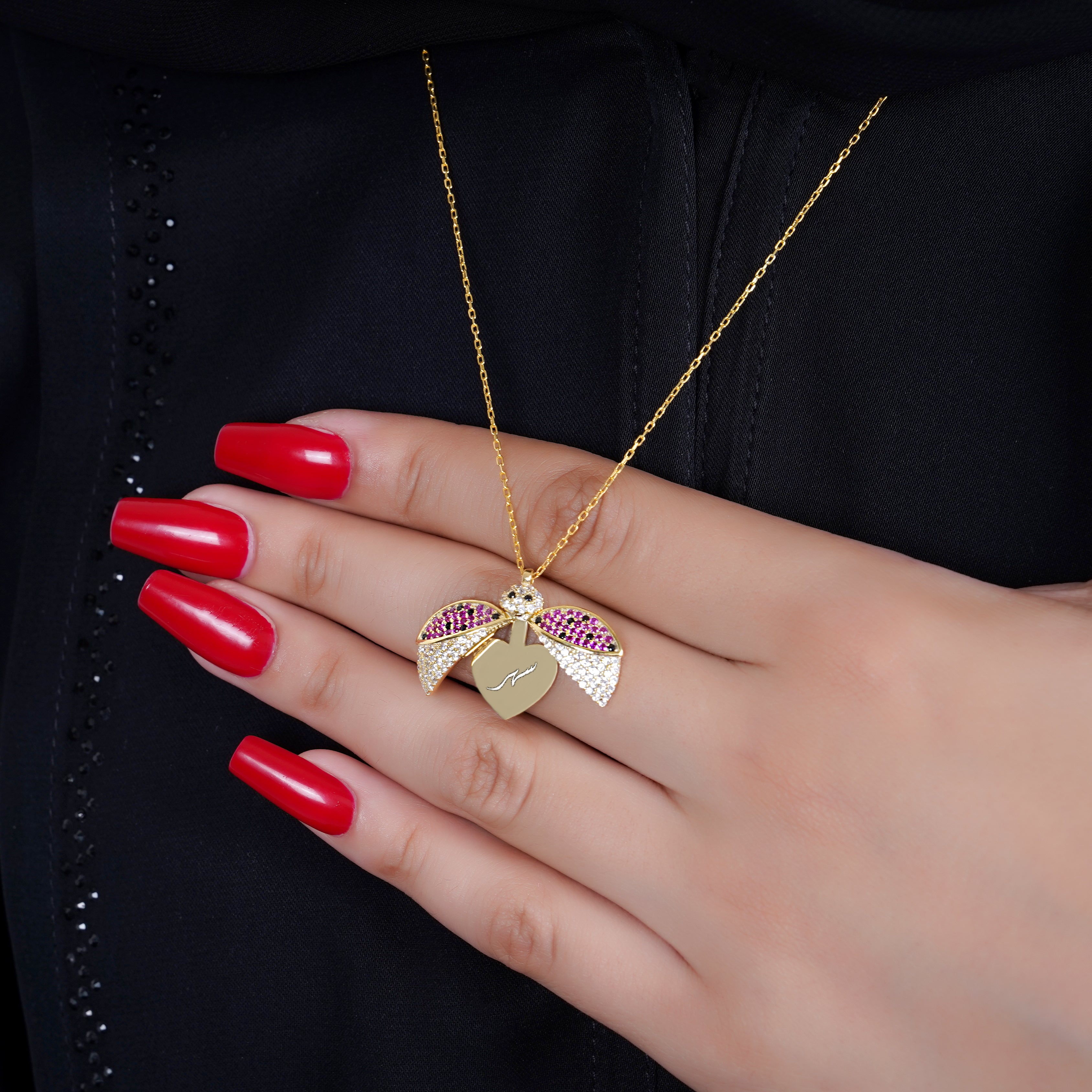 925 Silver Personalized Custom Ladybug Name Necklace - Leona Jewelry