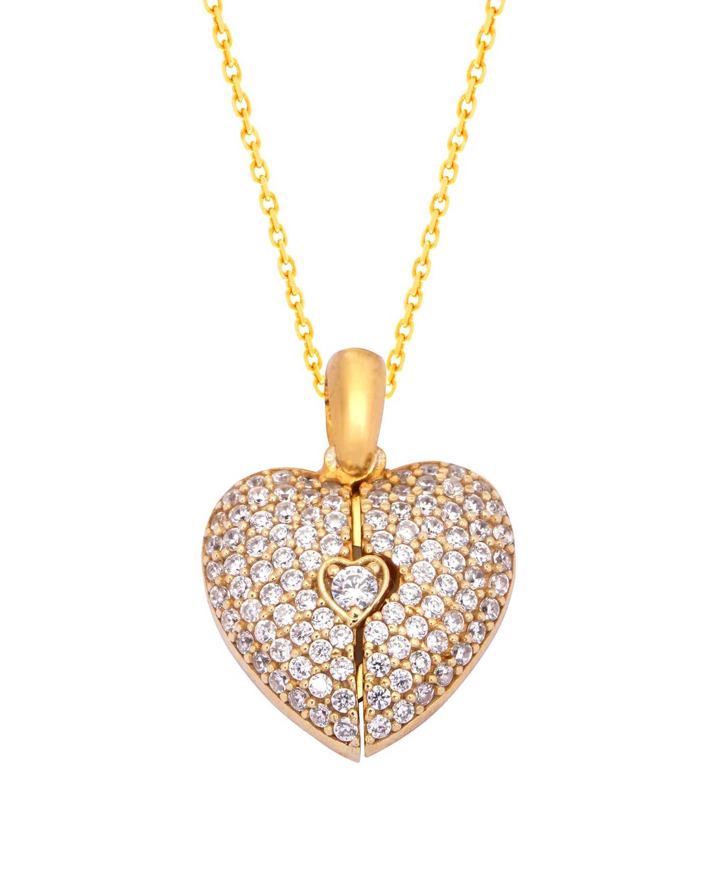 925 Silver Personalized Custom Golden Heart Name Necklace