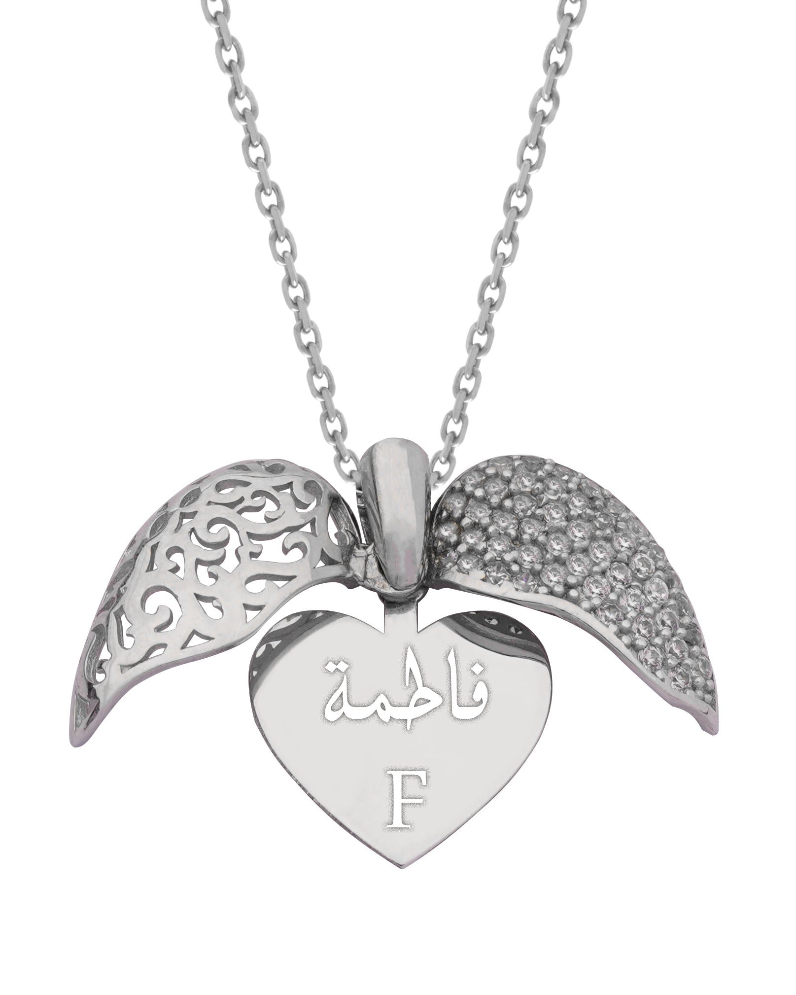 925 Silver Personalized Custom Heart Name Necklace (Silver) - Leona Jewelry