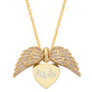 18K Pure Gold Personalized Custom Angel Wings Name Necklace (White Stones)