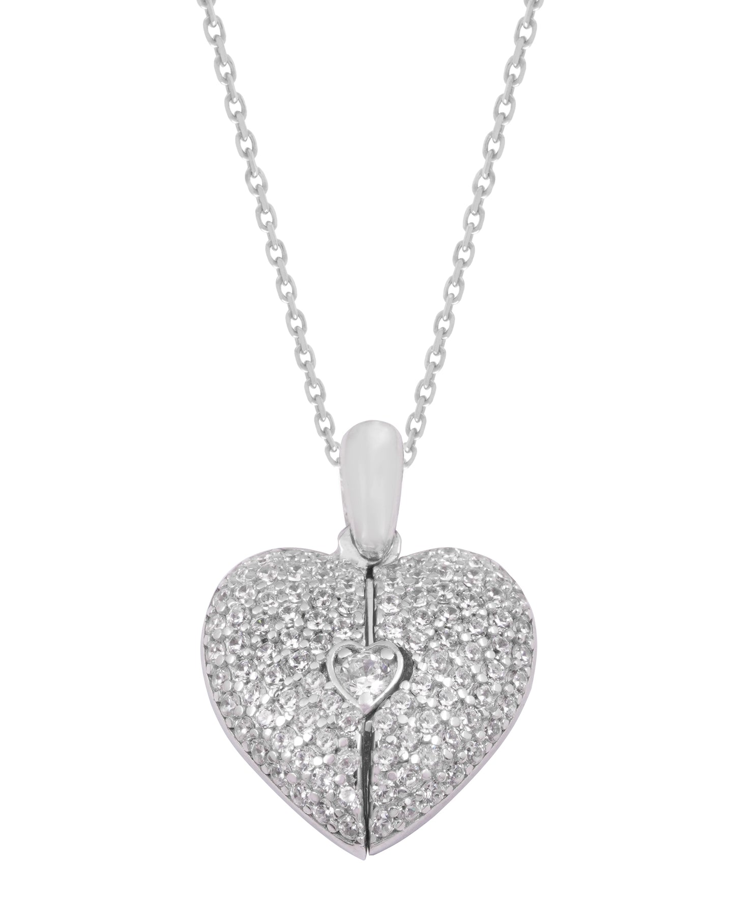 925 Silver Personalized Custom Heart Name Necklace (Silver)