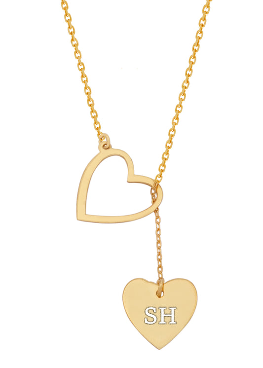 18K Gold Personalized Custom Double Heart Name Necklace