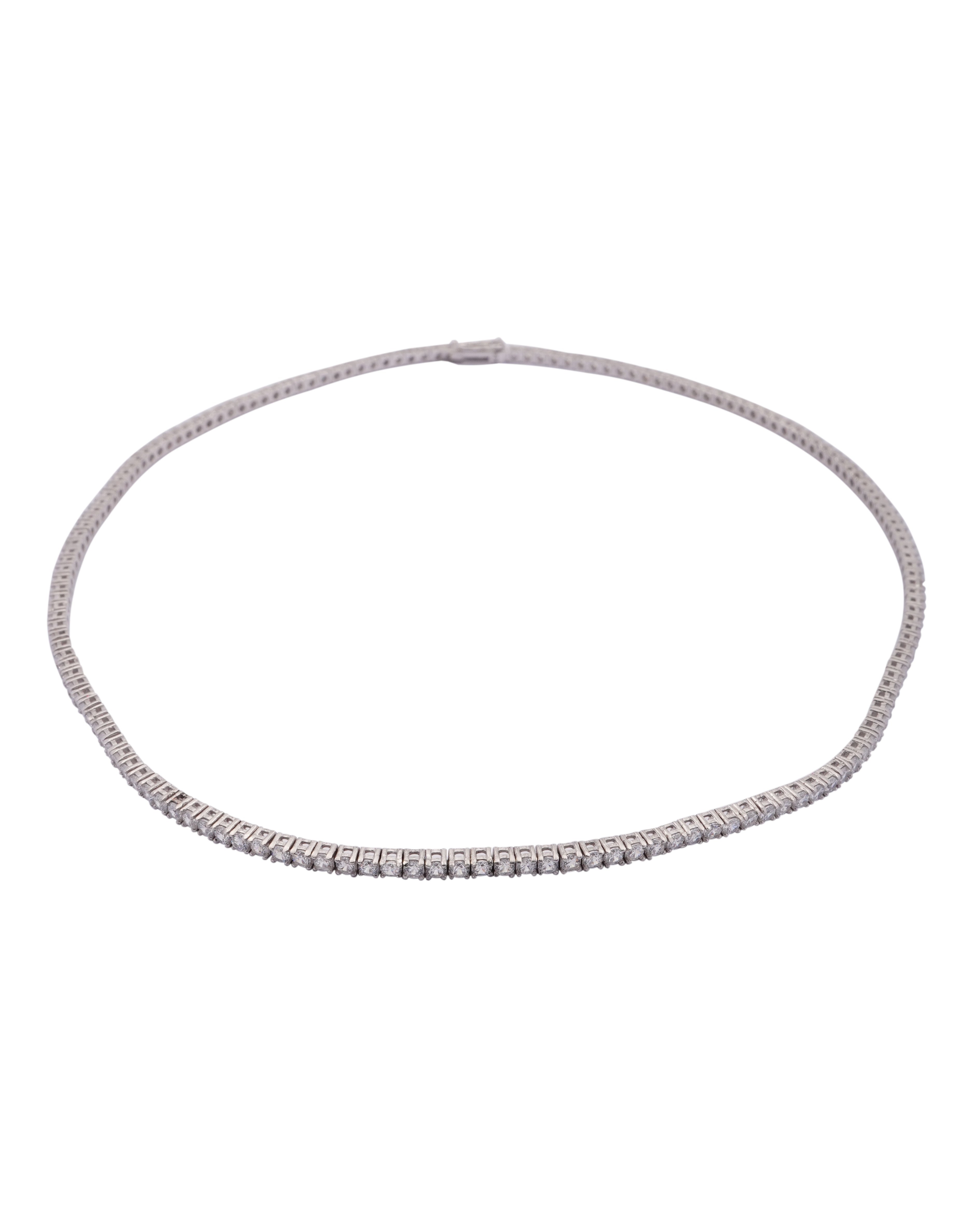 925 Silver Tennis Necklace (Silver) - Leona Jewelry