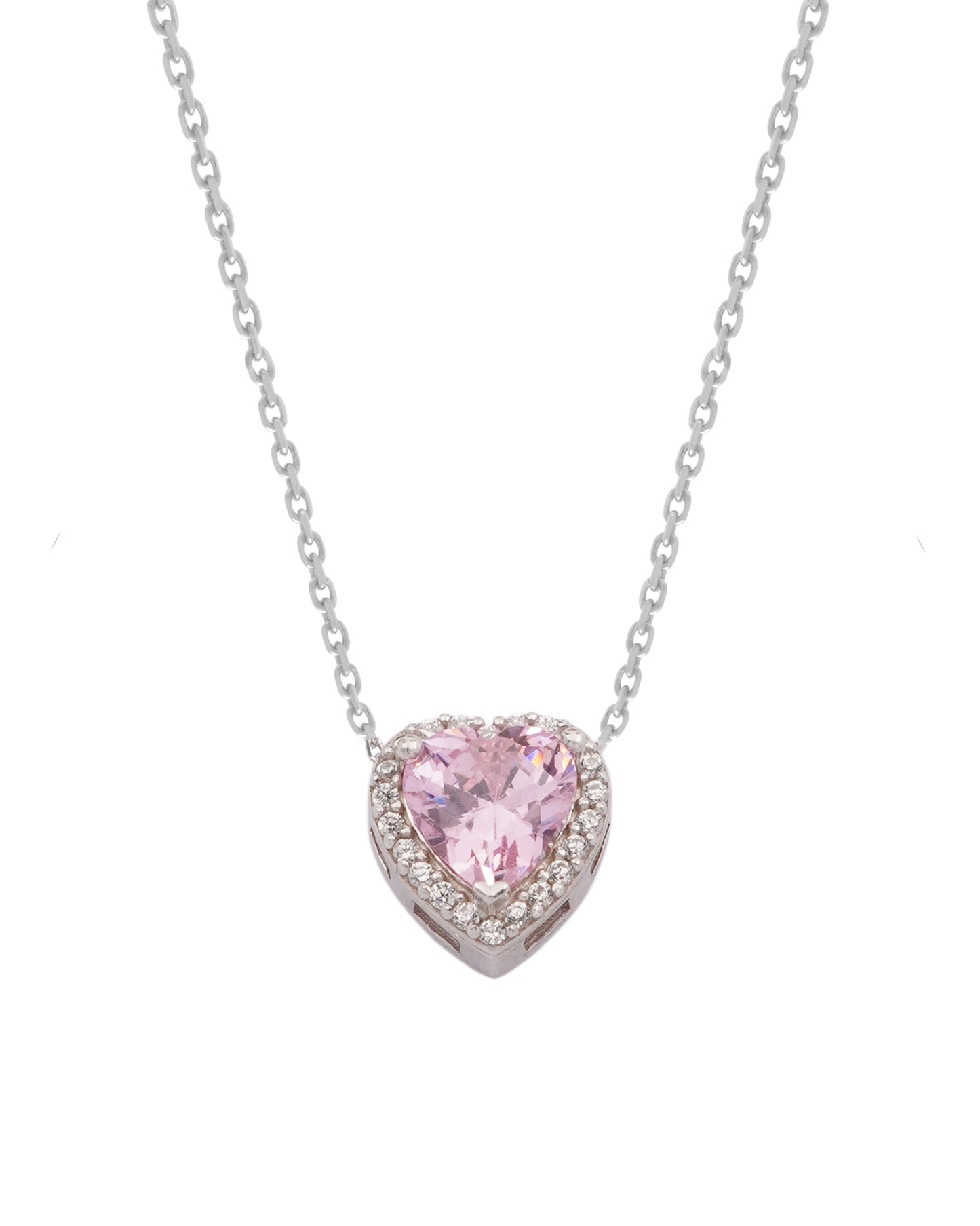 925 Silver Pink Heart Jewelry Set (Silver)