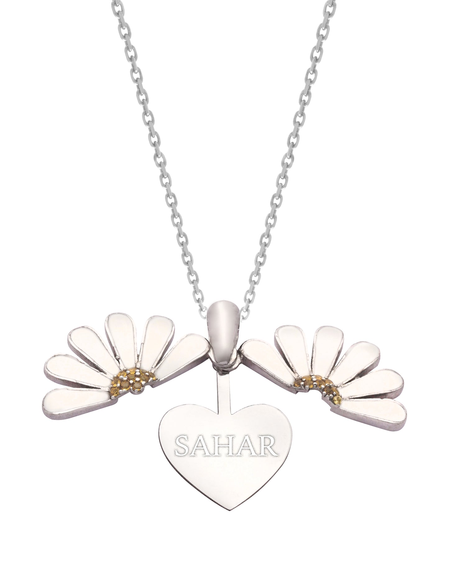 925 Silver Personalized Custom Flower Name Necklace (Silver)