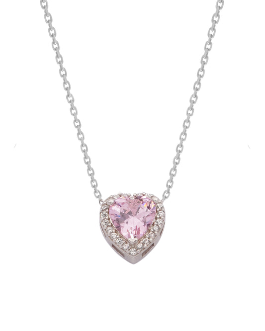 925 Silver Pink Heart Necklace