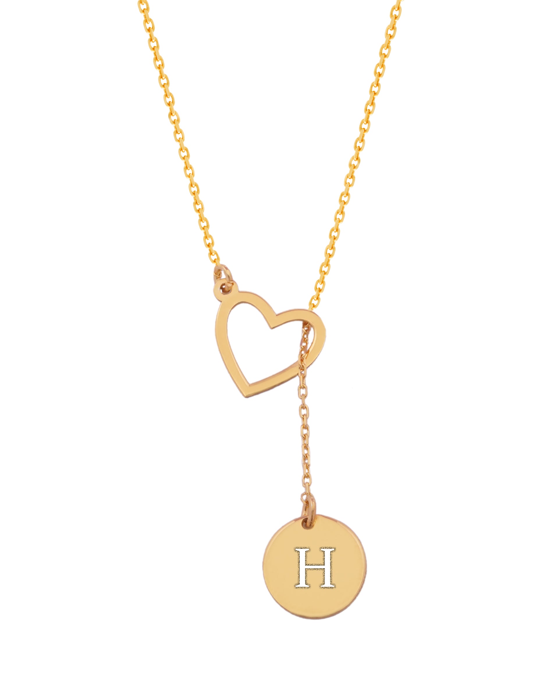 925 Silver Personalized Custom Heart and Circle Name Necklace - Leona Jewelry